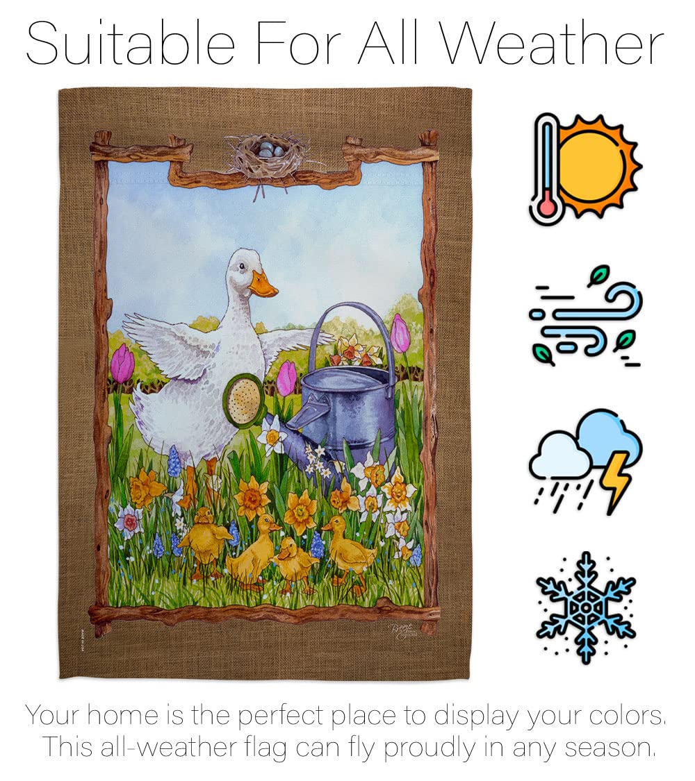 Duck & Duckies Garden Flag Set - 28x40 Inch Vertical Decor for Outdoor