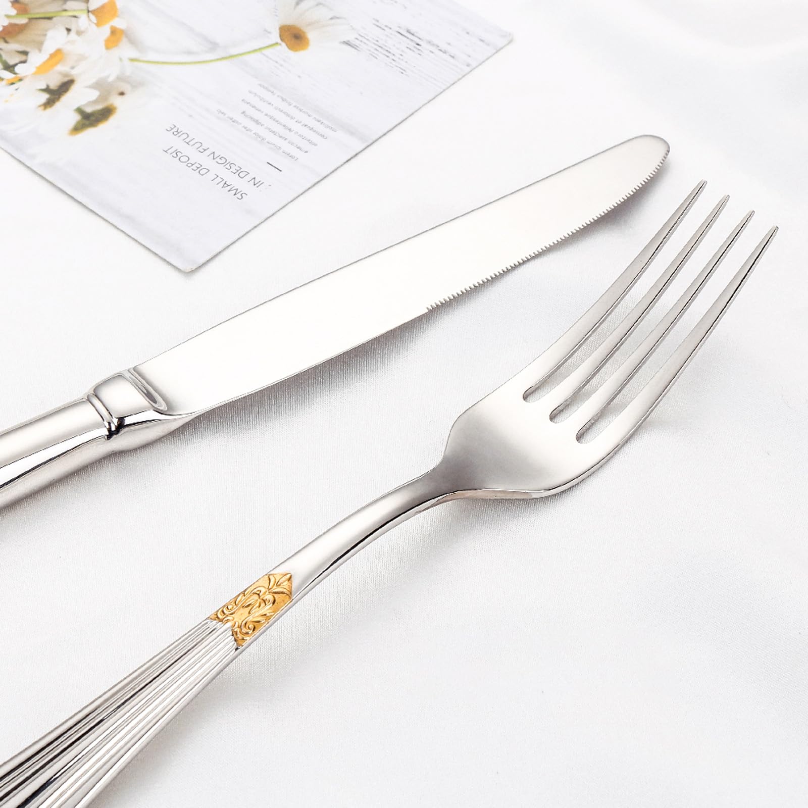 12-Piece Stainless Steel Flatware Set for 3 - Premium Silverware with Mirror Polished Finish, Thickened Handles - Includes Spoons, Forks & Knives - Dishwasher Safe Kitchen Cutlery Set (Copper) - Perfect for Dining, Entertaining & Everyday Use