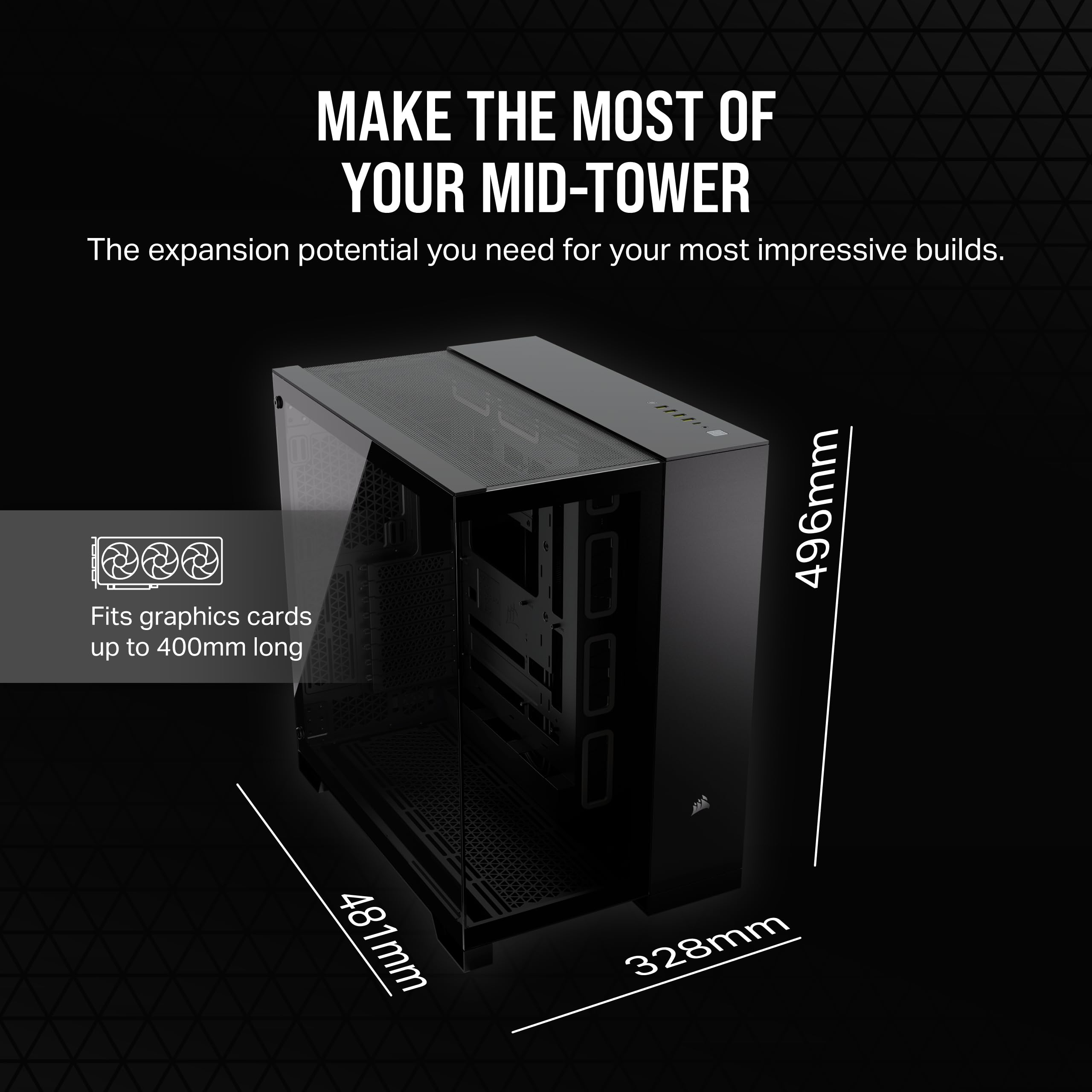 CORSAIR 6500X Mid-Tower ATX PC Case - Dual Chamber Design, Panoramic Tempered Glass, Reverse Connection Motherboard Compatible - High Airflow Gaming Computer Case for Custom Builds - Perfect for Gaming Rigs & Workstations (Black, No Fans Included)