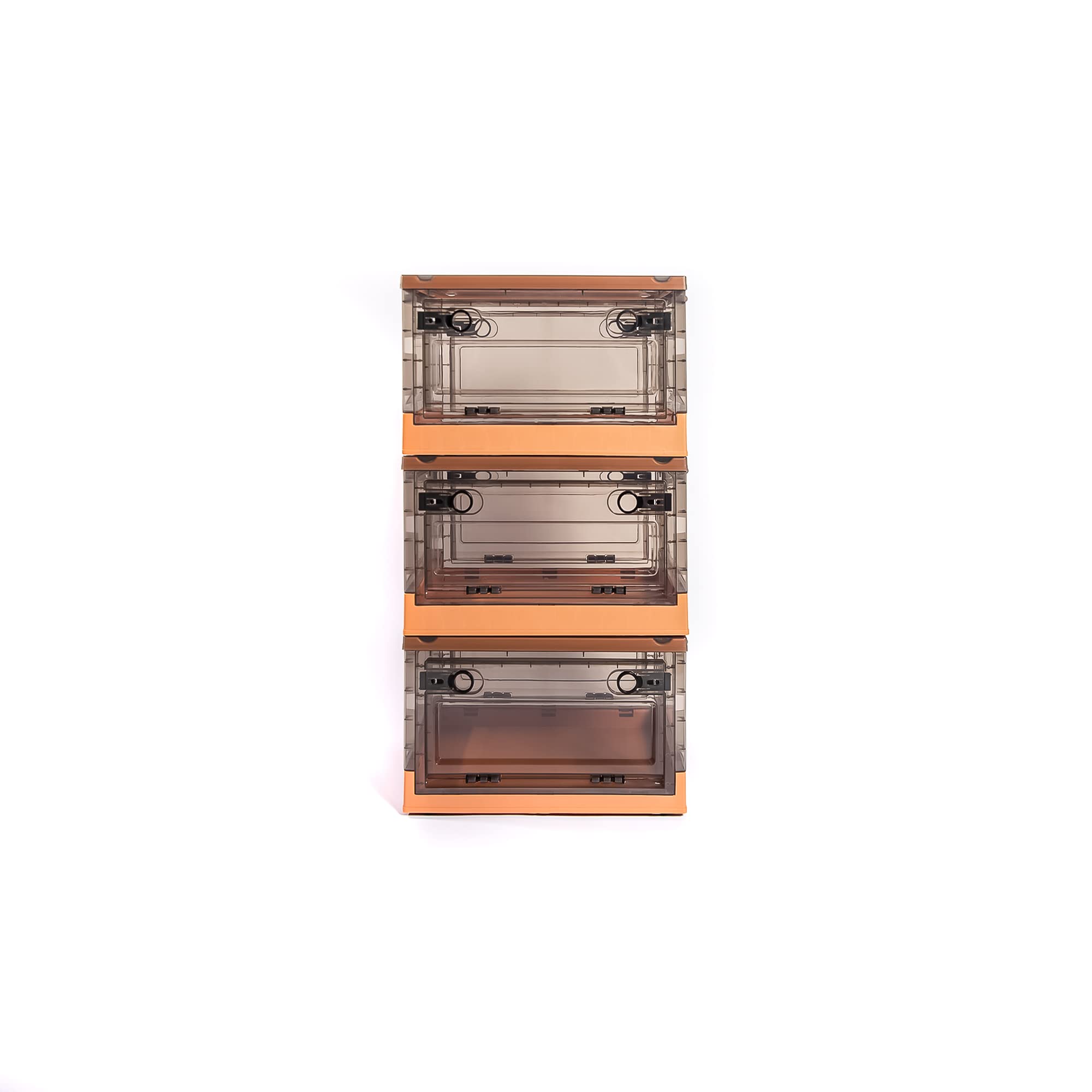 Best 3-Pack Collapsible Storage Bins with Side Opening & Stackable Lids - Foldable Home & Office Organization Cubes for Closet, Shelf, Toy Room (Small, Orange) - Perfect for Bedroom, Kids Room & Pantry Storage