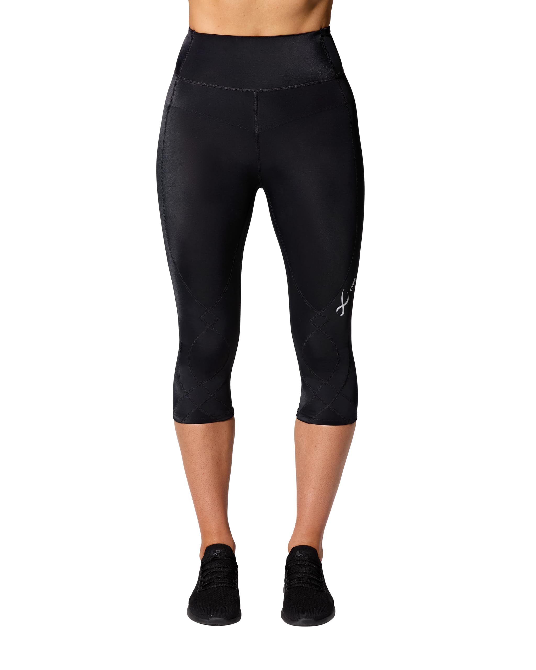 CW-X Women's Stabilyx 3.0 Joint Support 3/4 Capri Compression Tight - High-Rise Leggings with Back Phone Pocket for Running, Yoga & Workout - Breathable & Supportive Activewear for Women