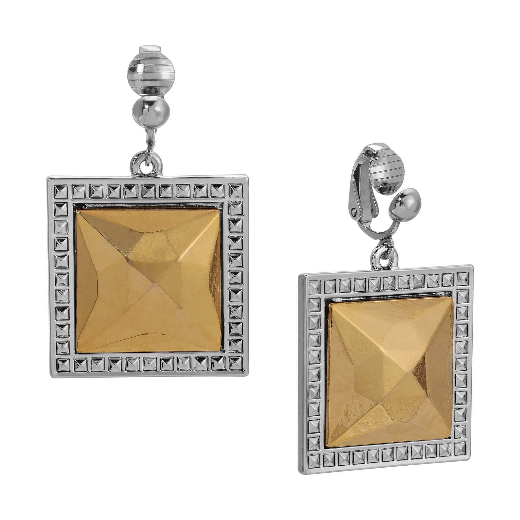 1928 Jewelry Fusion Lux Large Square Clip-On Earrings for Women – Vintage Style Fashion Accessories for Parties, Weddings & Special Occasions