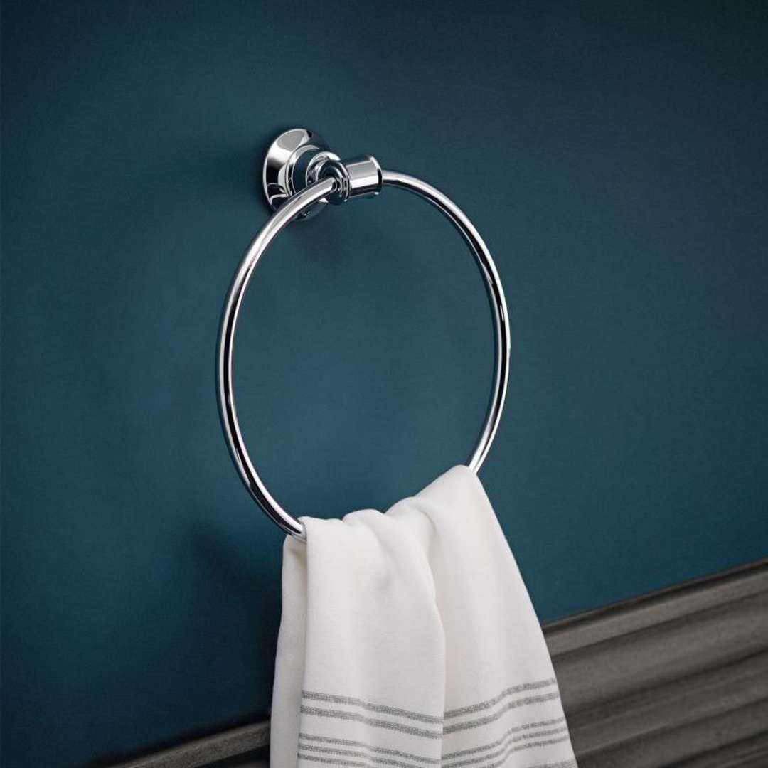 AXOR 42021000 Montreux Chrome Towel Ring - Premium Bathroom Accessory for Modern & Luxury Home Decor - Perfect for Bathrooms, Spas, and Hotels