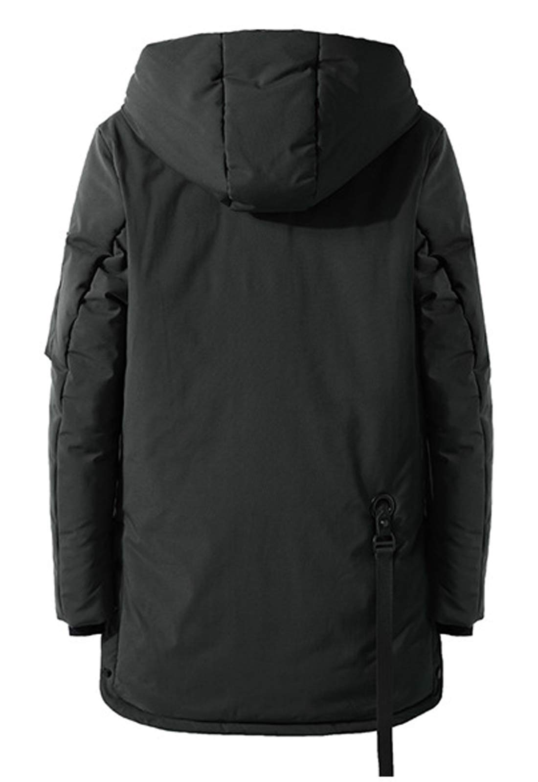 Men's Winter Warm Full-Zip Hooded Puffer Jacket with Drawstring - Lightweight Insulated Coat for Outdoor Activities, Hiking & Casual Wear