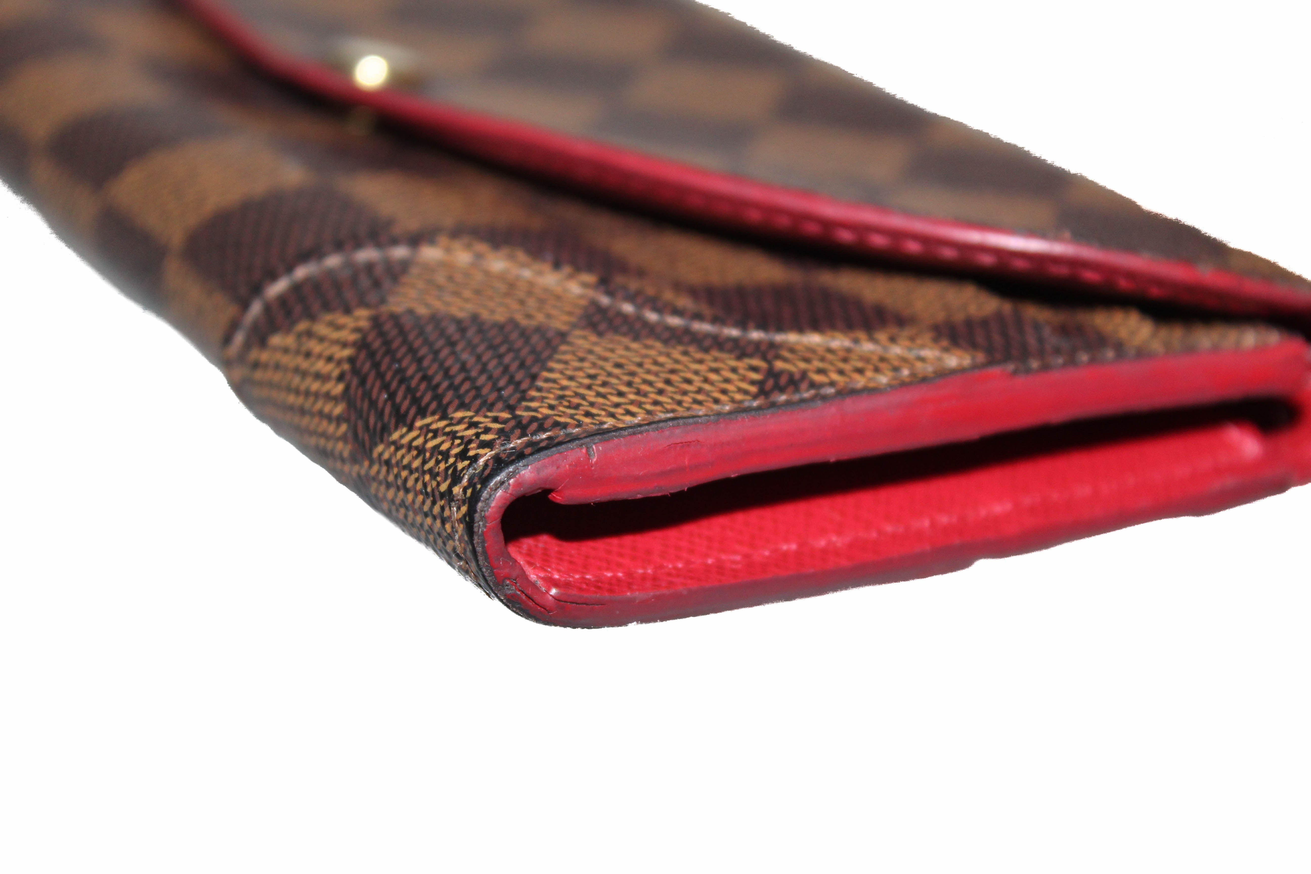 Authentic Louis Vuitton Damier Ebene Red Caissa Wallet for Women | Genuine Leather Luxury Bifold Wallet | Perfect Gift for Birthday, Anniversary & Travel