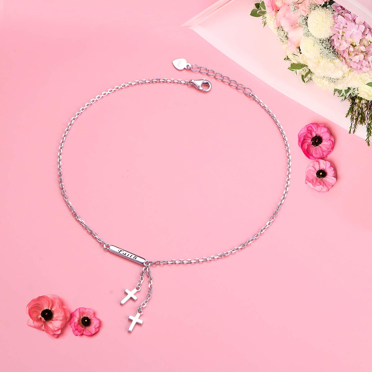 Elegant Sterling Silver Anklet - Adjustable Boho Beaded Heart Ankle Bracelet for Women | Perfect for Beach, Summer & Everyday Wear | Gift for Girlfriend