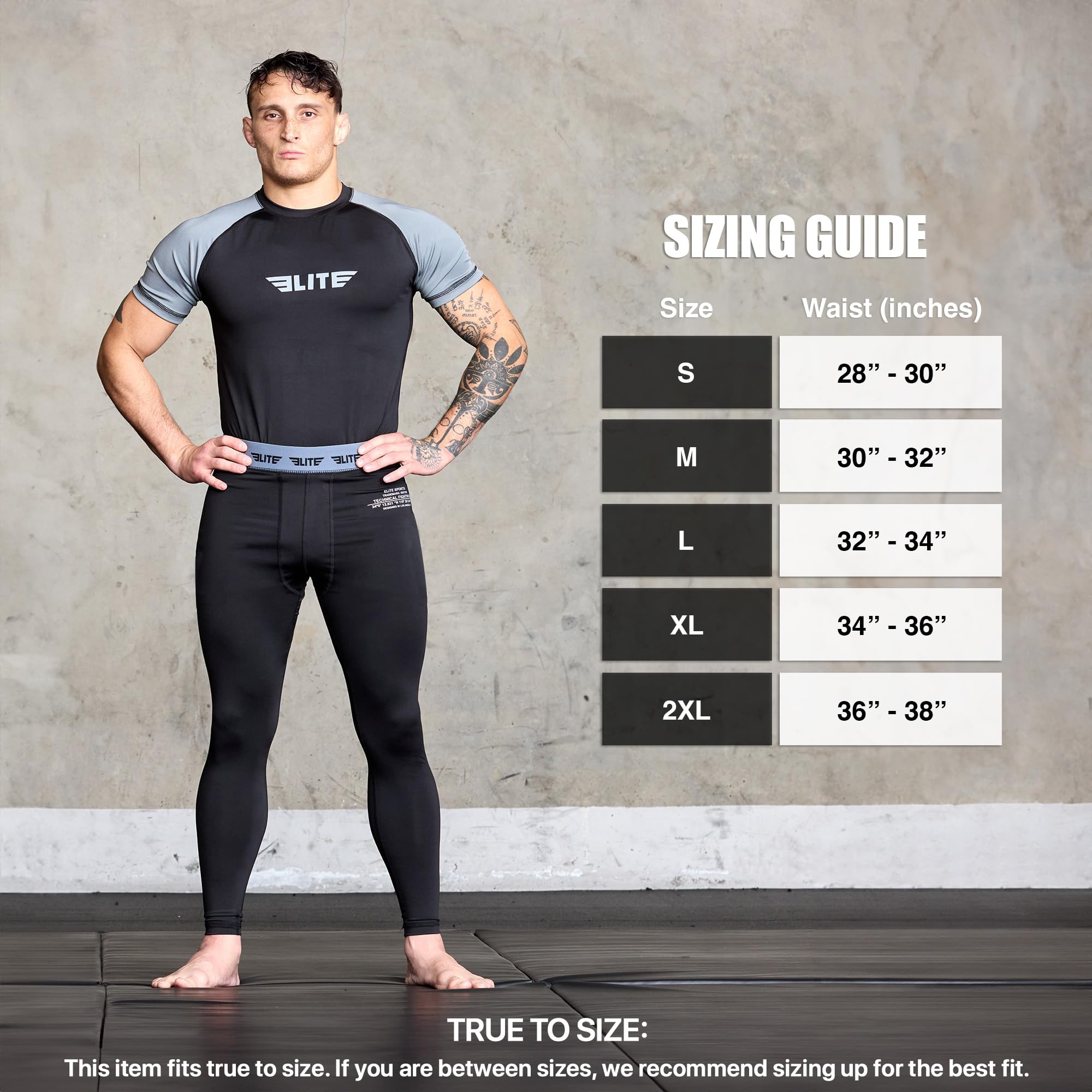 Elite Sports Men’s BJJ Spats Leggings - Best Jiu Jitsu MMA No Gi Compression Pants for Training & Competition - High-Performance Workout Tights for Grappling, Wrestling & Martial Arts