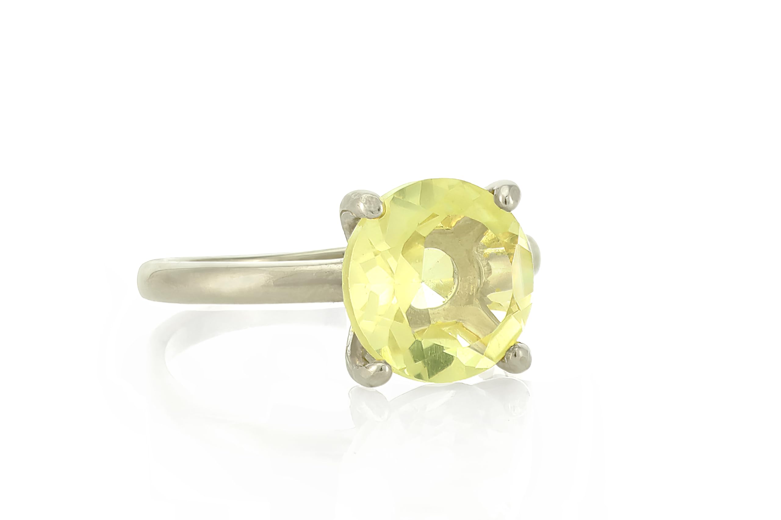 14K Gold Lemon Quartz Cocktail Ring - Elegant Prong Set Stackable Gemstone Ring for Women - Perfect for Parties, Weddings & Everyday Wear