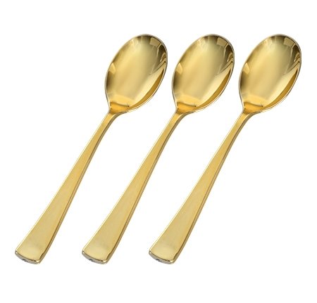 250-Piece Premium Disposable Plastic Dinnerware Set for 50 Guests - Elegant White Plates with Gold Lace Border & Gold Silverware Cutlery Combo | Heavyweight Plastic Plates & Utensils for Weddings, Banquets, Parties, Catering & Special Events