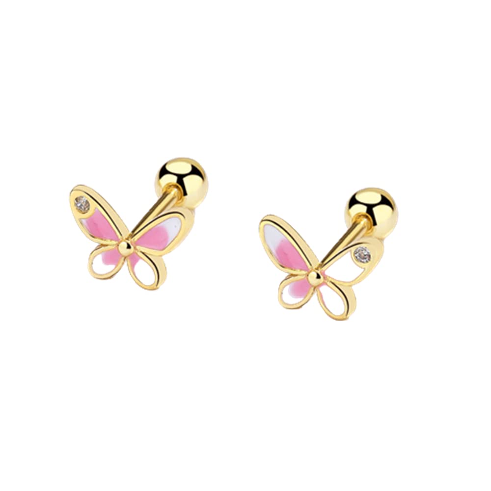Minimalist S925 Sterling Silver Cartilage Stud Earrings - Enamel Butterfly Helix Piercing Jewelry for Women & Girls | Perfect for Everyday Wear, Gifts & Special Occasions