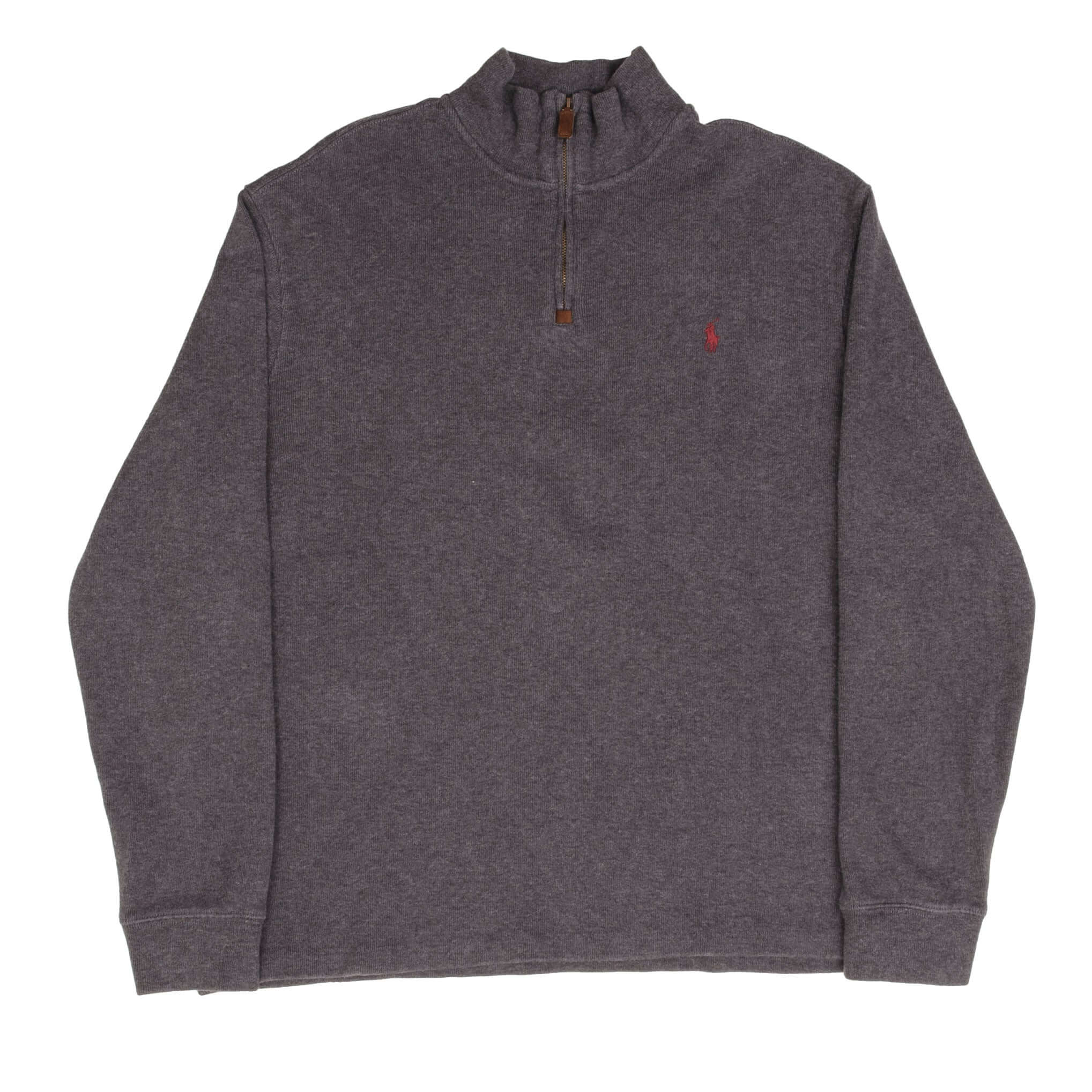 Ralph Lauren Men's Dark Grey Quarter Zip Sweater - Size XL - Casual Pullover for Work, Travel & Outdoor Activities