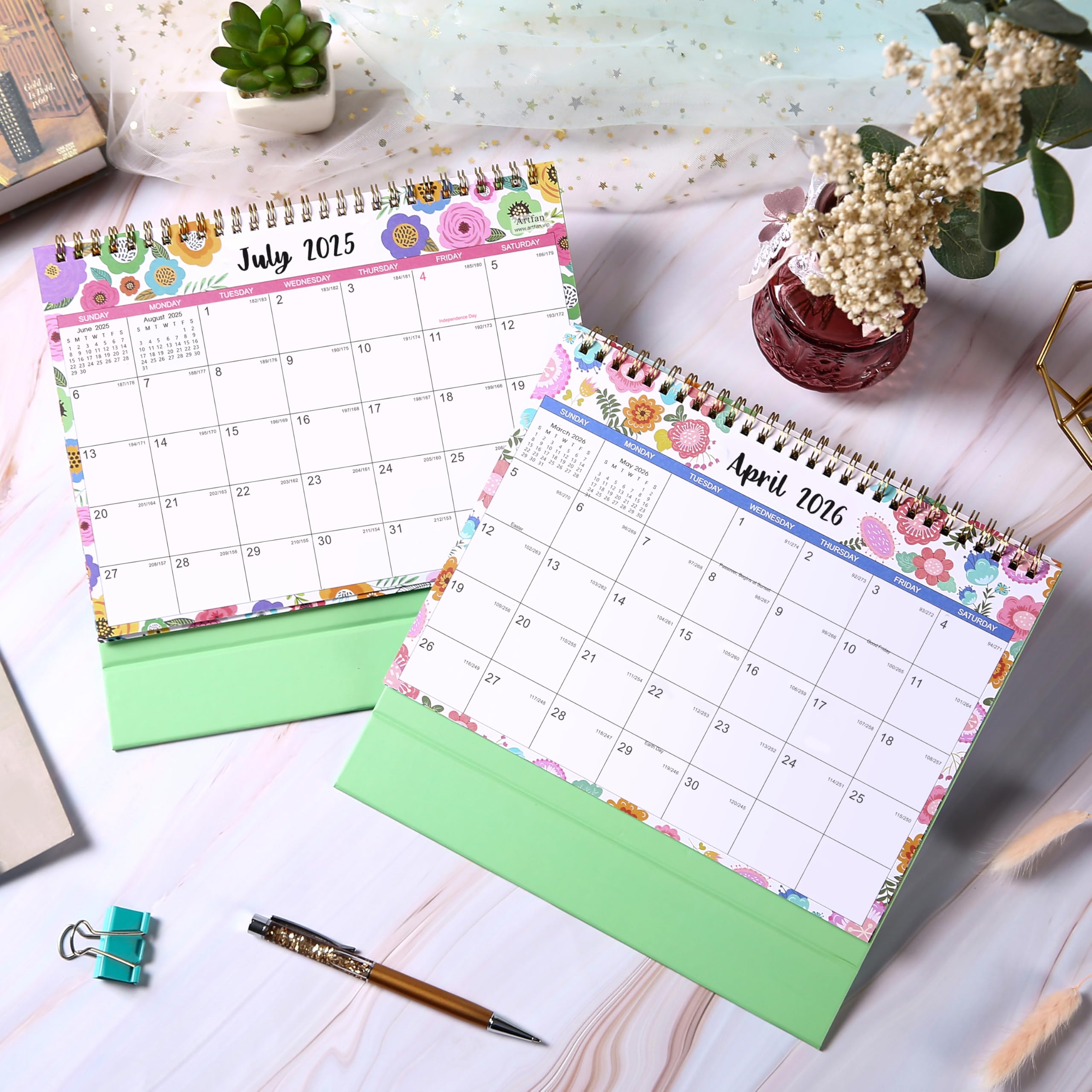 2025-2026 Standing Flip Desk Calendar | 18-Month Planner (July 2025 - December 2026) | 9.8