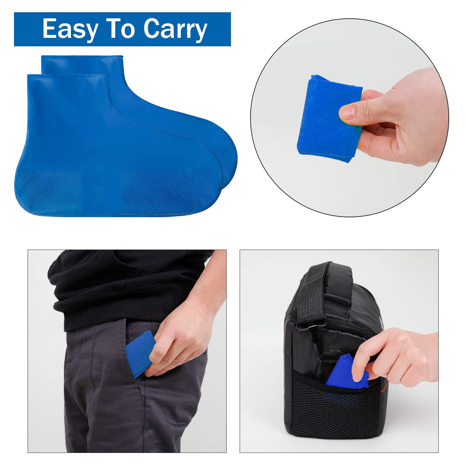 Waterproof Shoe Covers for Men & Women - Reusable Silicone Shoe Protectors, Durable & Non-Slip Rain Boot Covers for Walking in Rain, Snow, Car Washing & Outdoor Camping - Easy to Carry Travel Accessories