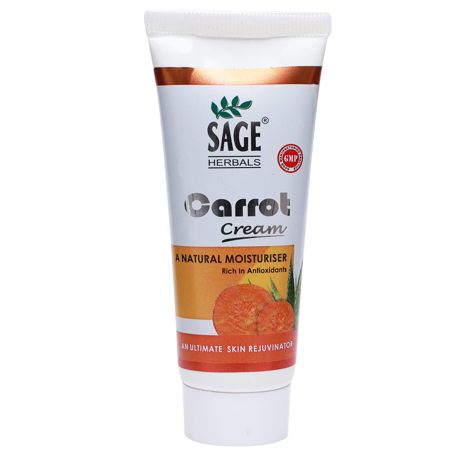 Organic Sage Herbals Carrot Cream with Carrot Seed Oil & Aloe Vera - Deep Moisturizing & Nourishing Face & Body Cream for Soft Smooth Skin - Helps Reduce Stretch Marks & Dark Circles - 60g Jar - Perfect for Daily Skincare Routine & Nighttime Repair