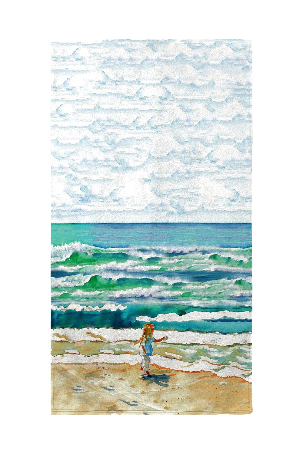 Betsy Drake Girl at The Beach Towel - Soft & Absorbent Bath Towel for Women, Pool, Vacation & Summer Travel
