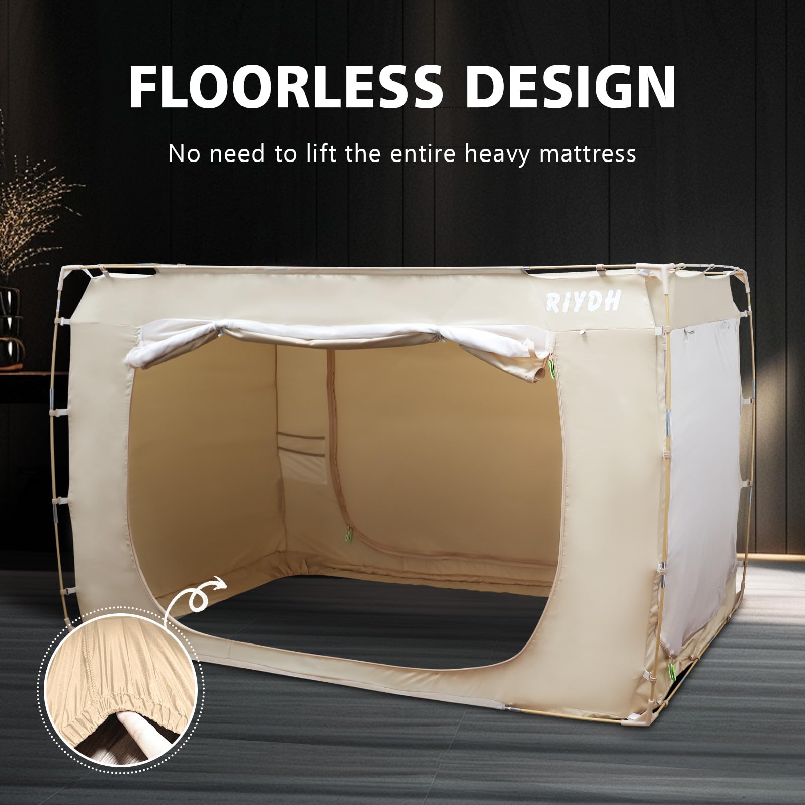 Original Design Full Size Bed Tent Canopy for Adults & Kids - Portable Indoor Sleeping Tent with 70% Blackout, 3 Doors & Breathable Big Space | Perfect for Camping, Sleepovers, Privacy & Relaxation at Home