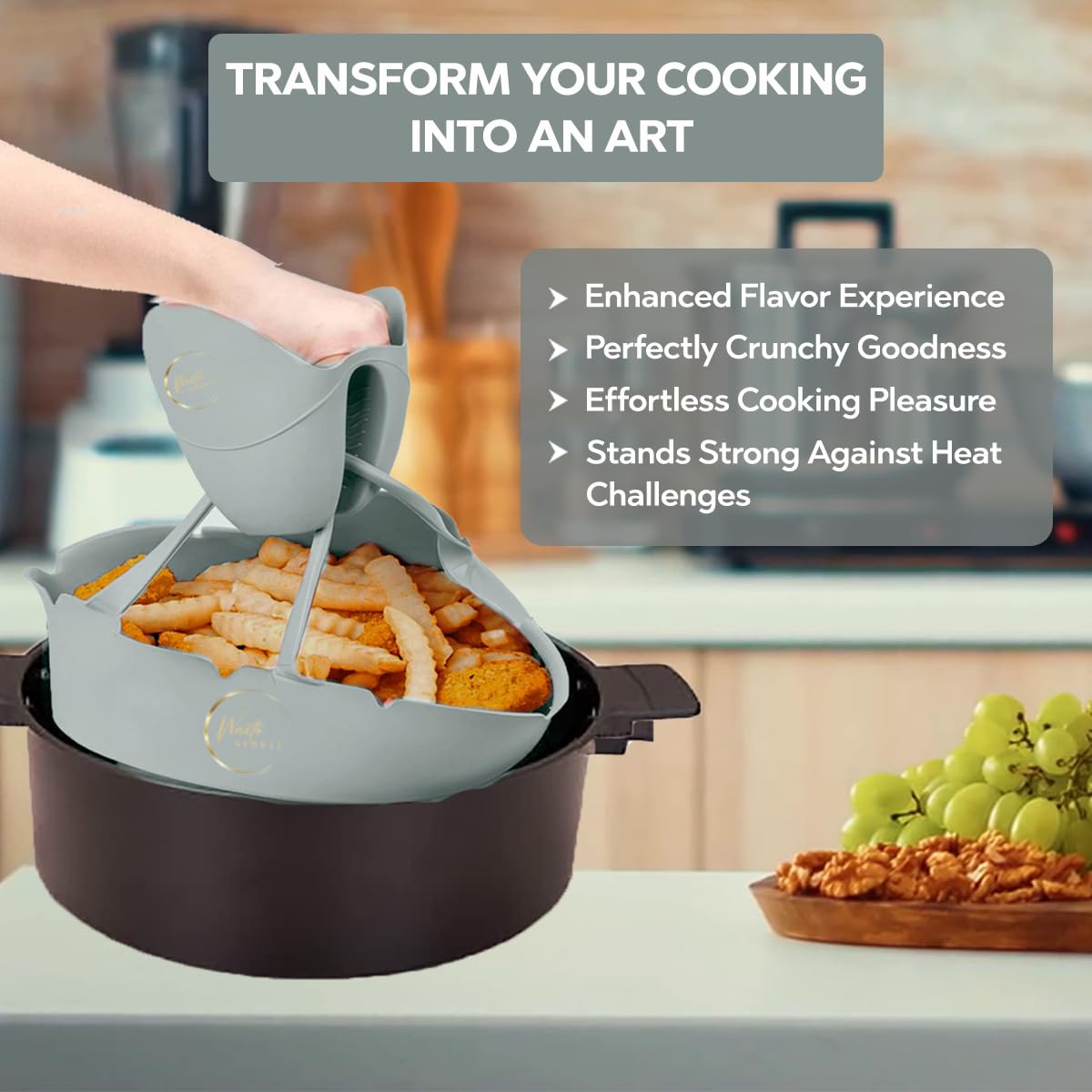 **Reusable Silicone Air Fryer Liners (2 Pack, 7-8.6 Inches) & 2 Heat-Resistant Mitts – Non-Stick, Easy Clean, Odor-Free for 2.6-5QT & Large Air Fryers – Perfect for Healthy Cooking & Meal Prep**