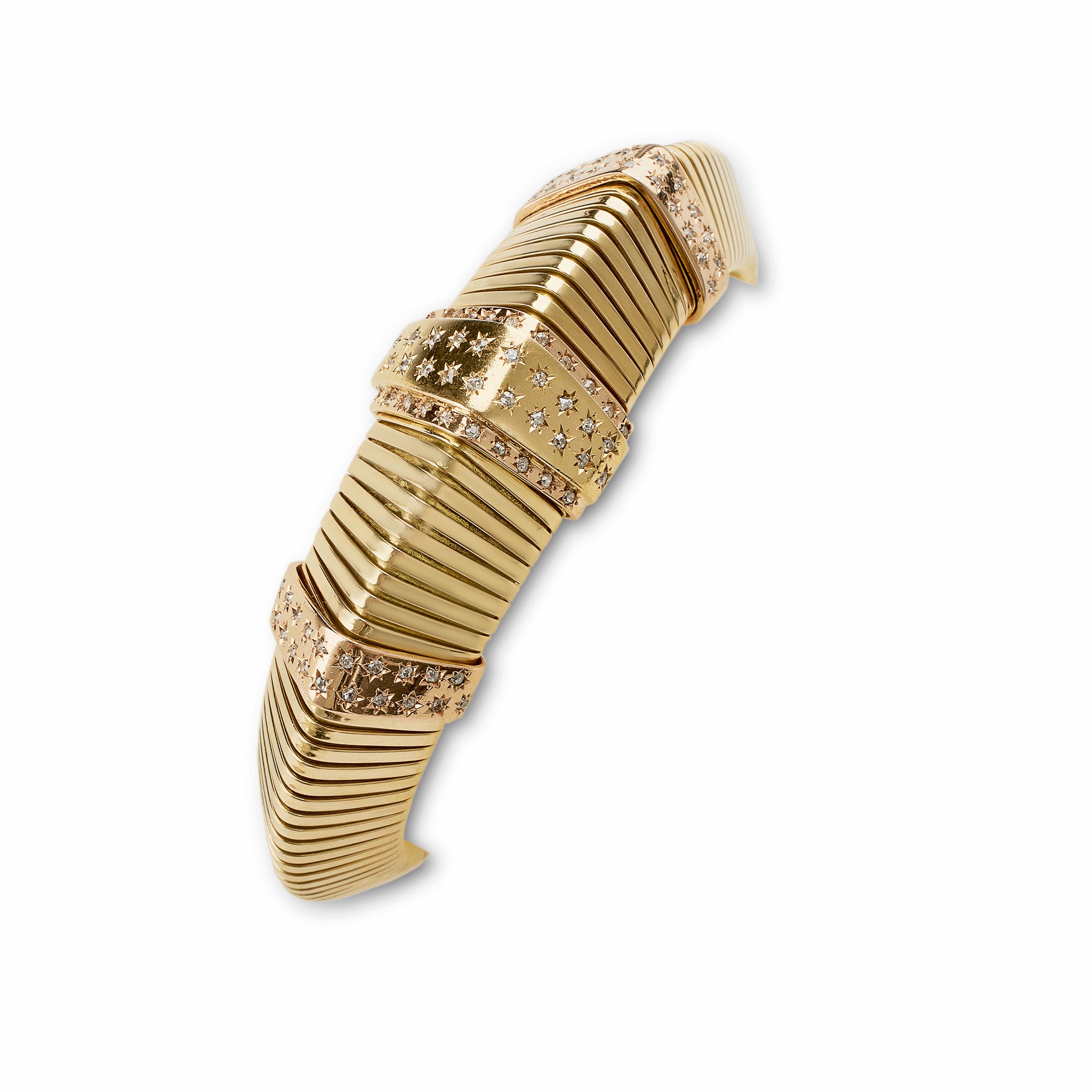 Vintage French Retro Triangular Tubogas Bracelet for Women - Elegant Gold Plated Cuff Bangle - Perfect for Parties, Weddings & Special Occasions