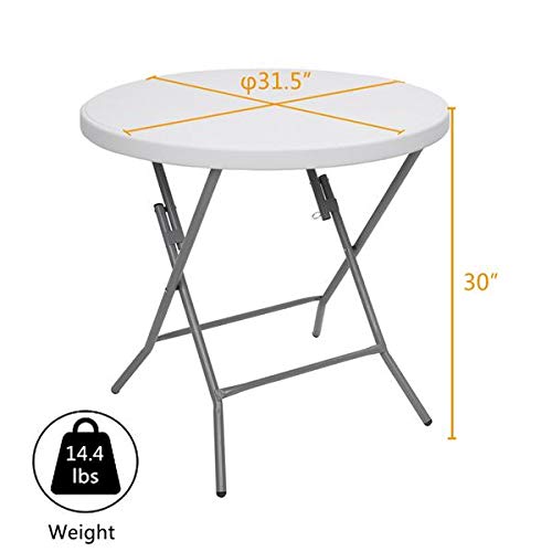 32 Inch Folding Round Utility Table - Portable Picnic Party Dining Camping Table for Outdoor, Indoor, Kids & Card Games - Lightweight Compact Design for Camping, Beach, BBQ, Tailgating & Home Use