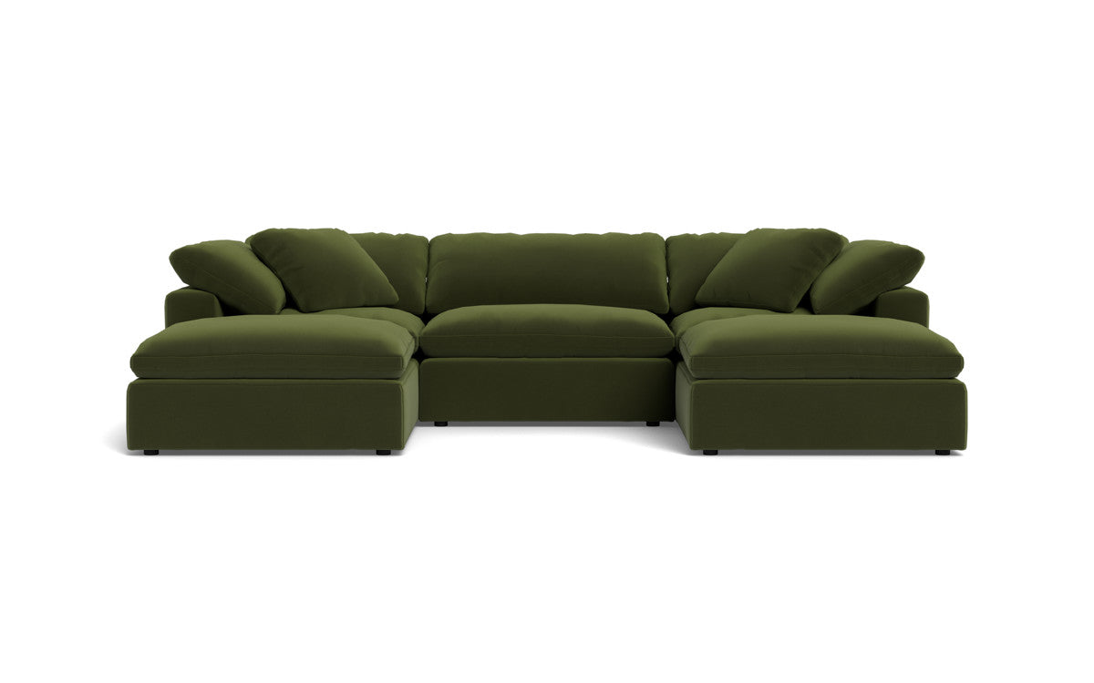 Fluffy 3-Piece Sofa Set with Double Ottoman - Soft Plush Living Room Furniture for Cozy Home & Lounge Relaxation