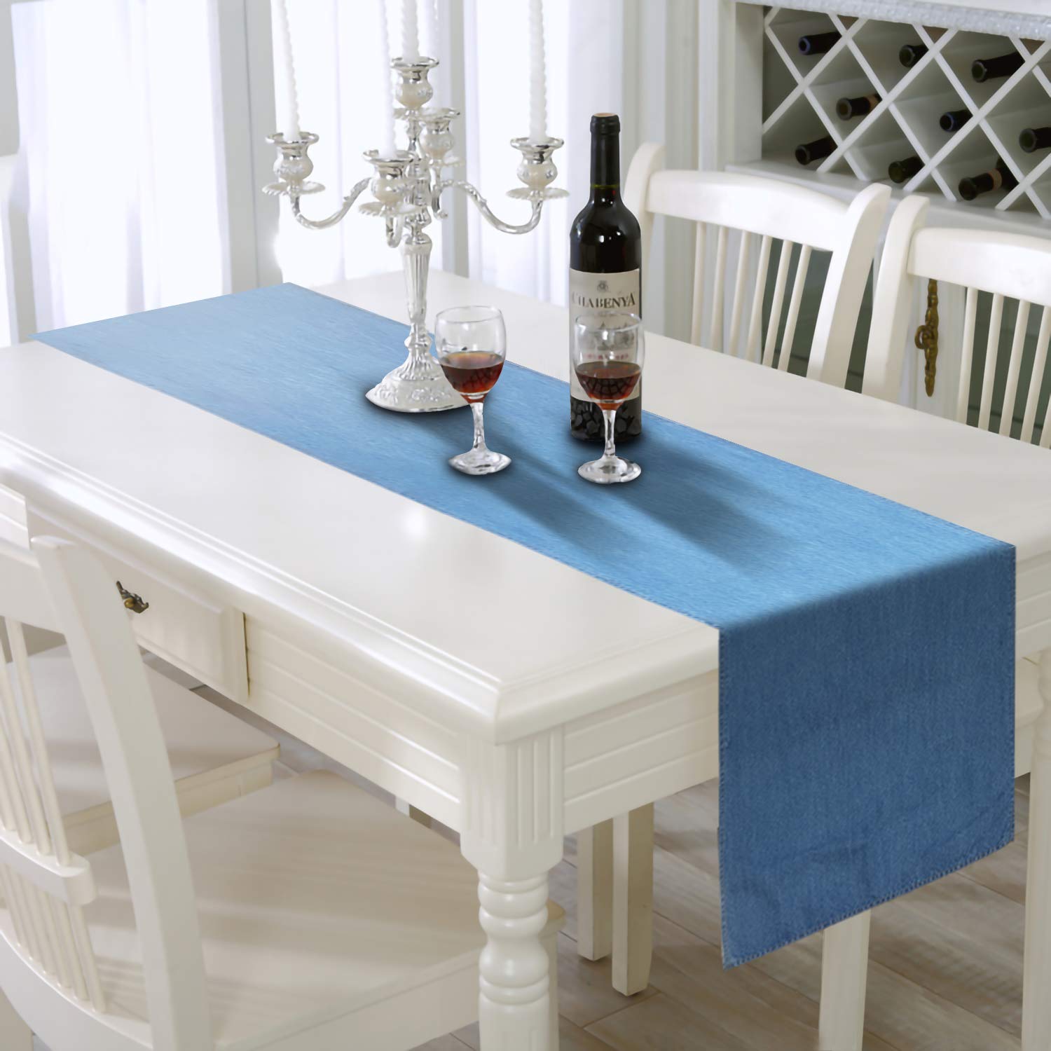 Premium Blue Denim Table Runner for Fall - Elegant Dining Room & Kitchen Decor, Perfect for Parties, Gatherings & Daily Use - High-Quitable Fabric for Thanksgiving, Christmas & Seasonal Home Decor