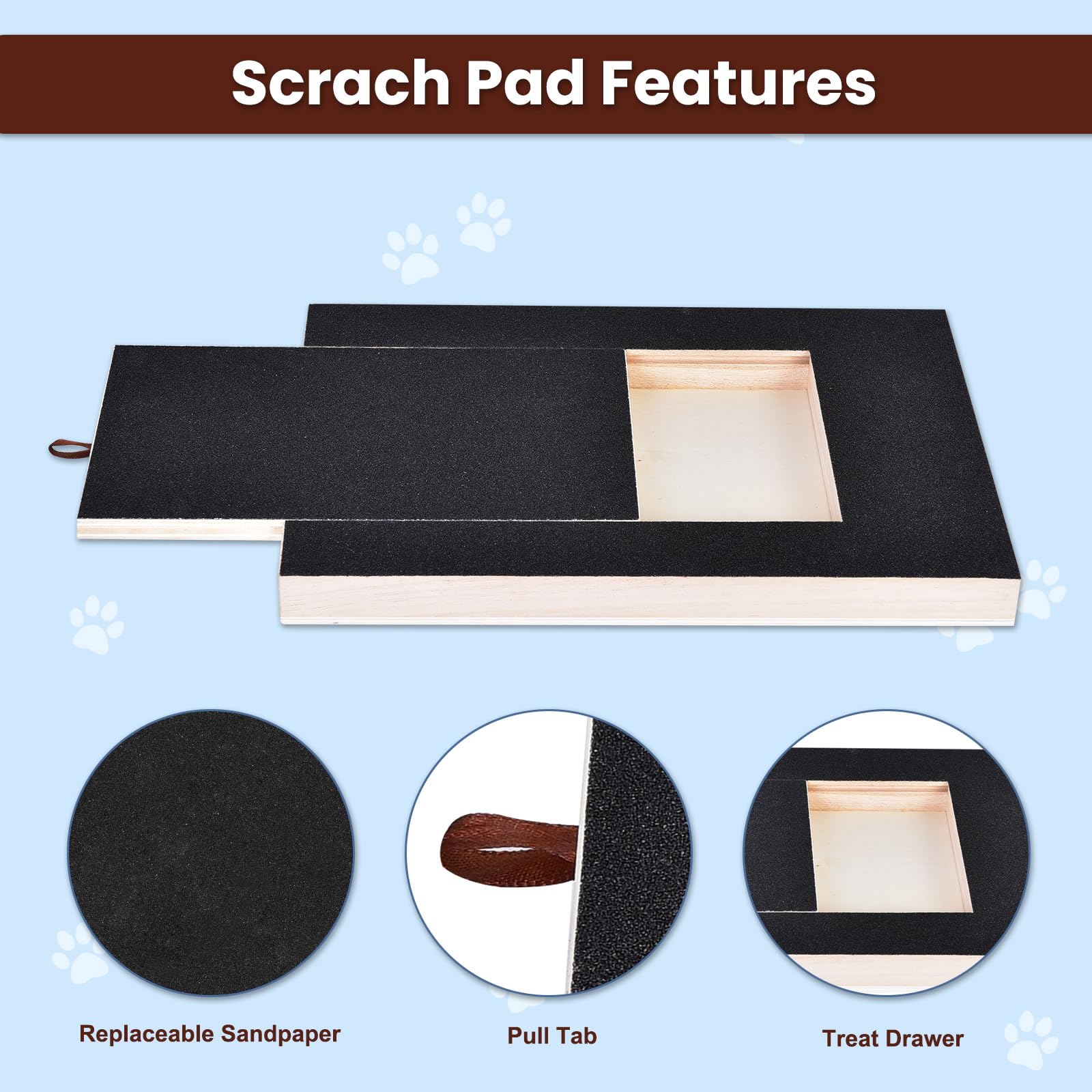 Okydoky Dog Nail Scratch Pad & File Board with 4 Replaceable Sandpaper Sheets - Pet Grooming Tool for Trimming Dog Nails - Perfect for Small & Medium Dogs at Home or Travel