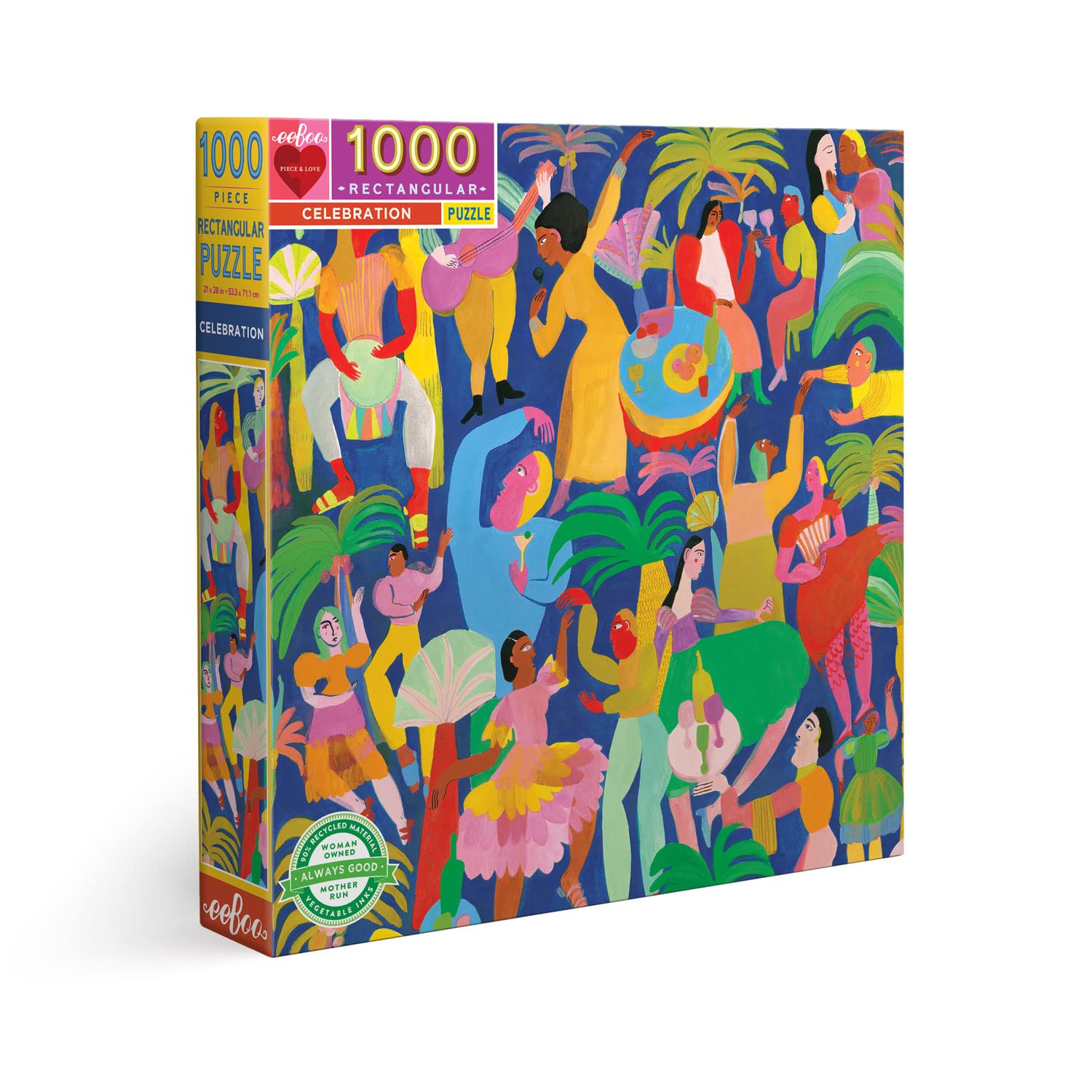 eeBoo Piece and Love Celebration 1000-Piece Jigsaw Puzzle for Adults & Families - Premium Glossy Pieces, Minimal Dust | Perfect for Family Game Nights, Stress Relief & Home Decor