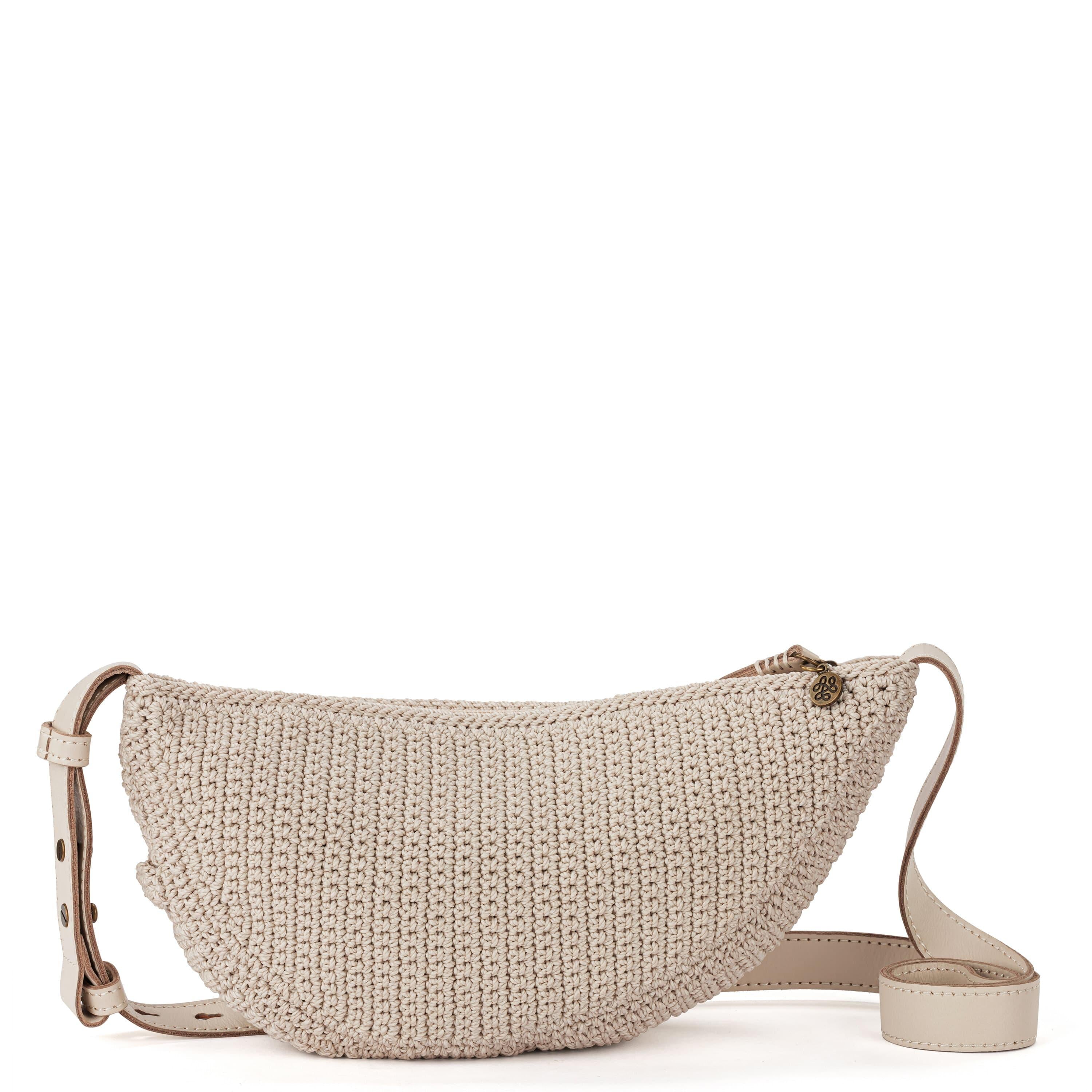 Handmade Crochet Tess Sling Bag in Ecru - Boho Chic Shoulder Purse for Women, Perfect for Beach, Travel & Everyday Use