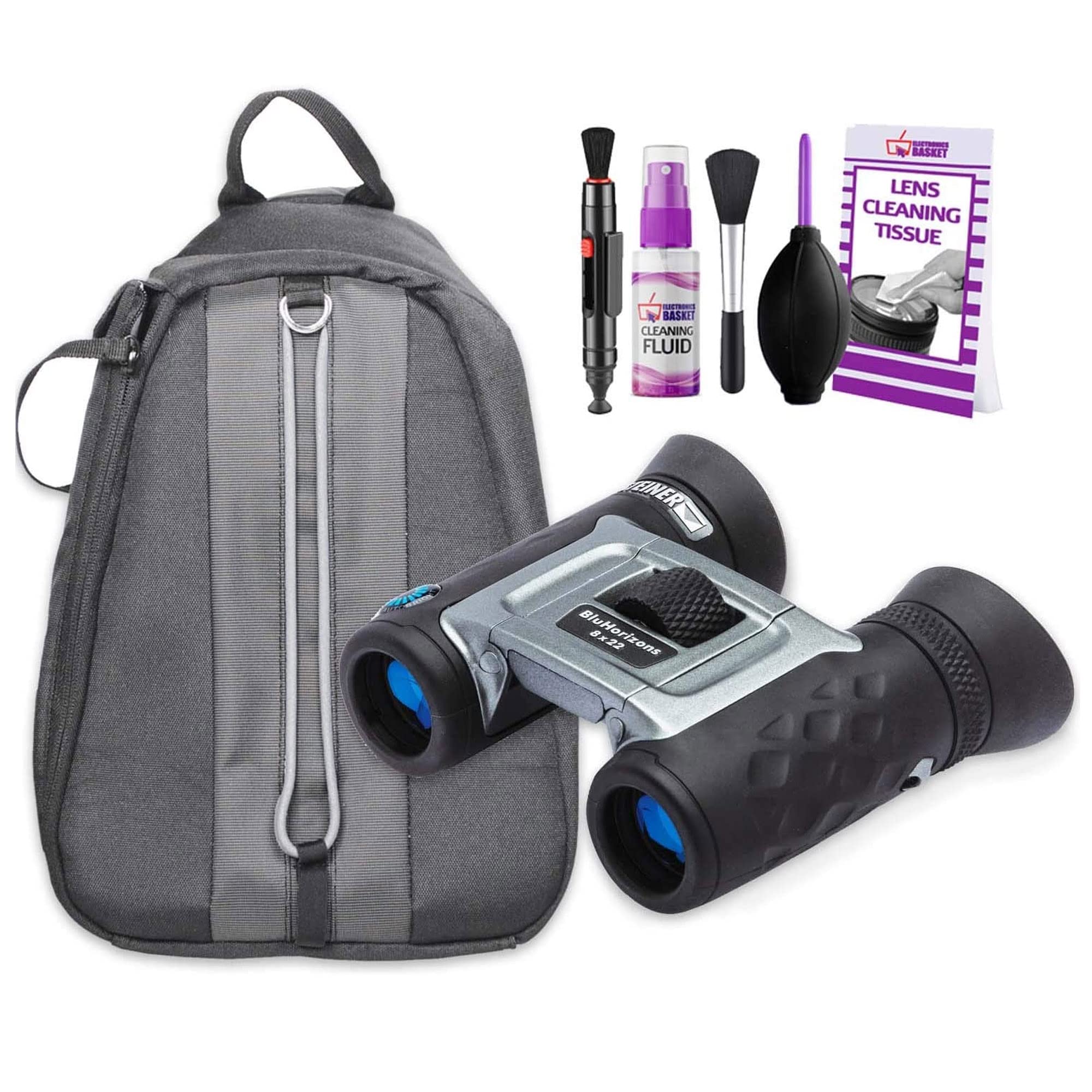 Steiner 8x22 BluHorizons Compact Binoculars - High Performance Roof Prism Optics, Lightweight & Waterproof - Includes Padded Backpack & Lens Cleaning Kit - Perfect for Bird Watching, Hiking, Travel & Outdoor Adventures