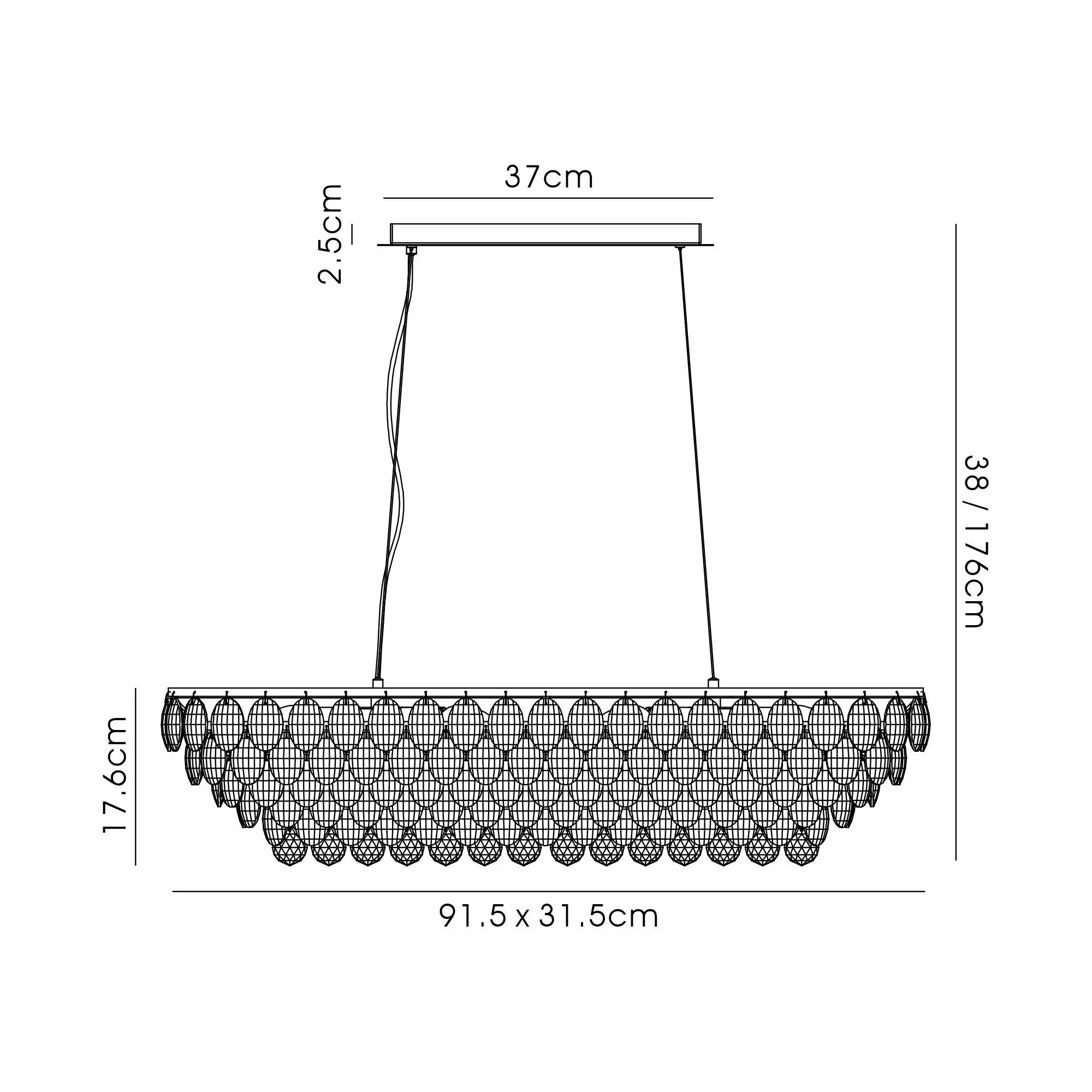 Consten Linear Pendant E14 LED Light Fixture - Modern Minimalist Hanging Light for Kitchen Island, Dining Room & Bedroom Lighting