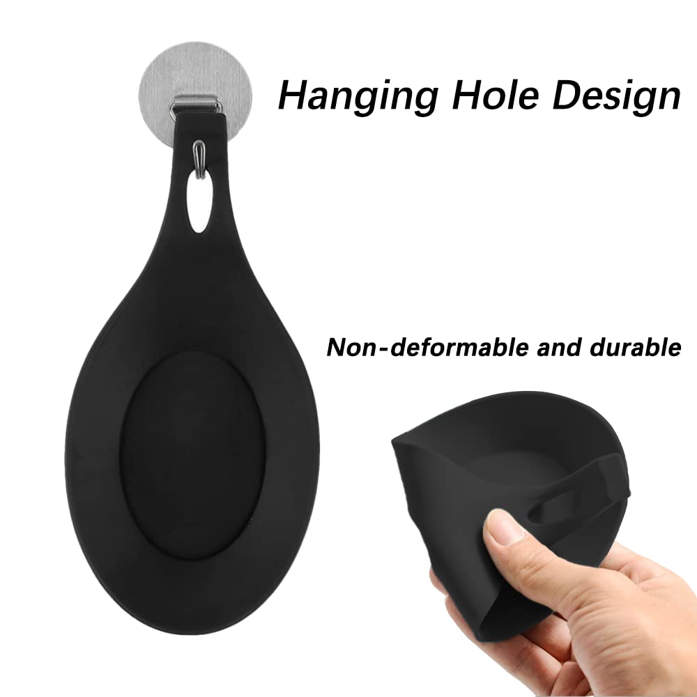 **Silicone Spoon Rest - Heat-Resistant Kitchen Utensil Holder for Spatulas, Spoons & Cookware - Perfect for Cooking, Baking & Serving (Black)**