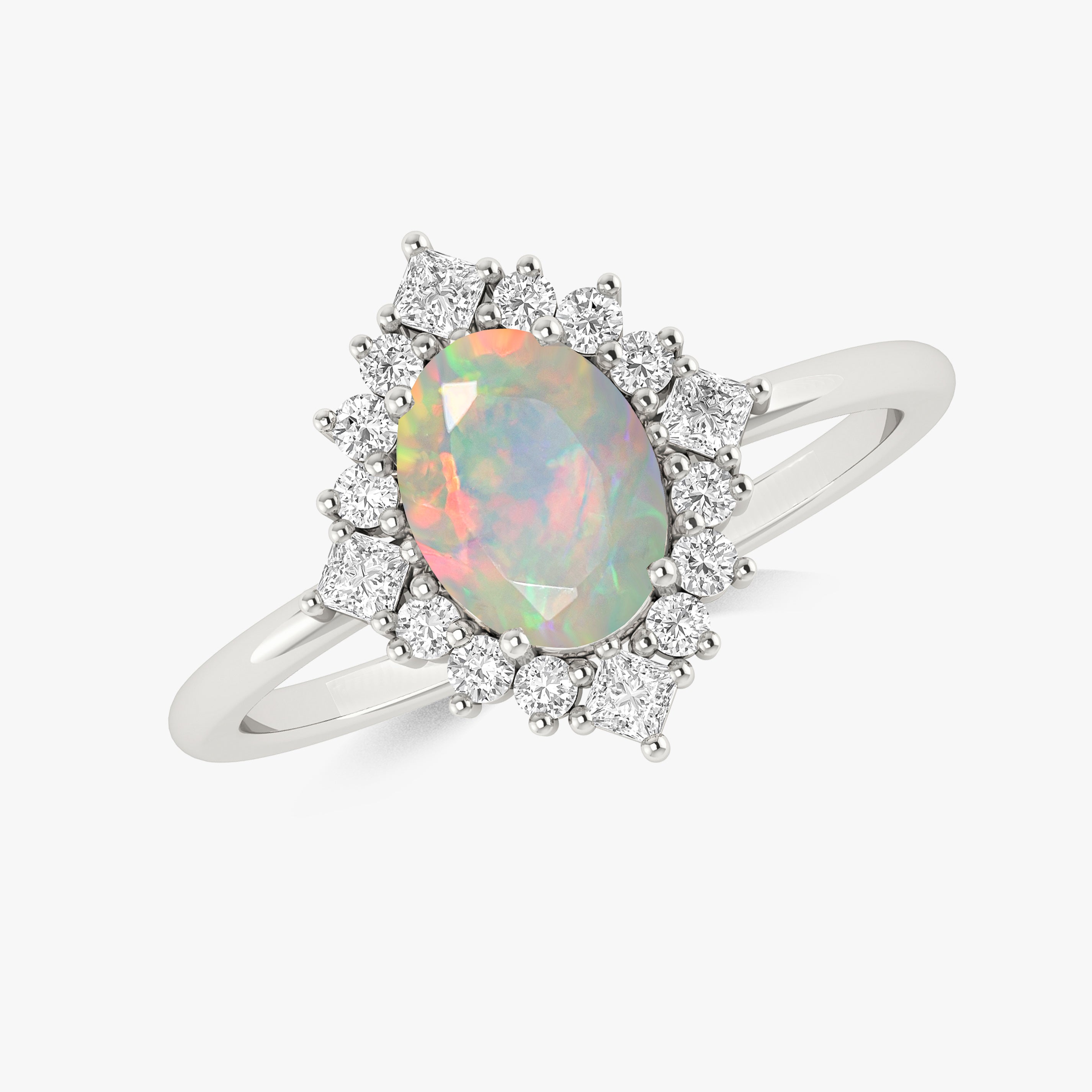 Natural Lavender Fire Faceted Ethiopian Opal Ring for Women - Handmade Sterling Silver Jewelry - Perfect for Weddings, Anniversaries & Special Occasions