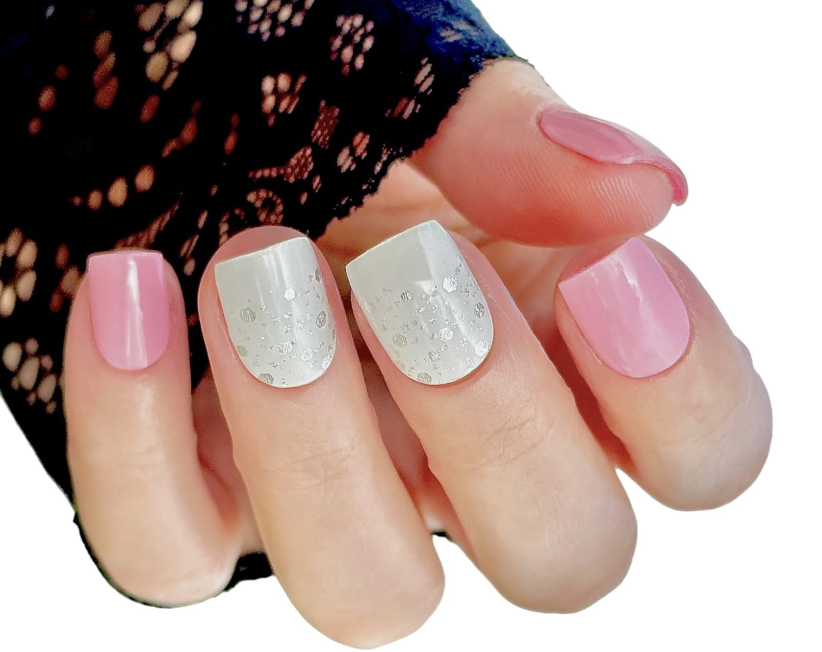 22 Premium Semi-Cured Gel Nail Polish Strips Kit with Application Accessories - Pink, Glitz & White Shades for Long-Lasting Manicures at Home or Salon