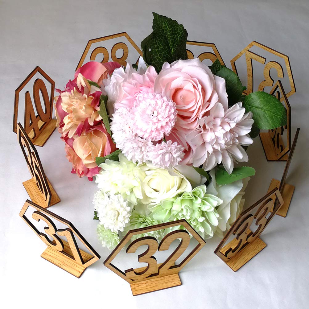 Amosfun 20pcs Wooden Wedding Table Numbers - Elegant Rustic Table Number Decor for Wedding Reception, Bridal Shower, Anniversary Party - Perfect for Centerpieces and Table Setting Decorations