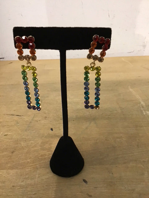 Rainbow Stone Dangle Earrings for Women - Colorful Crystal Gemstone Drop Earrings for Party, Wedding & Everyday Wear