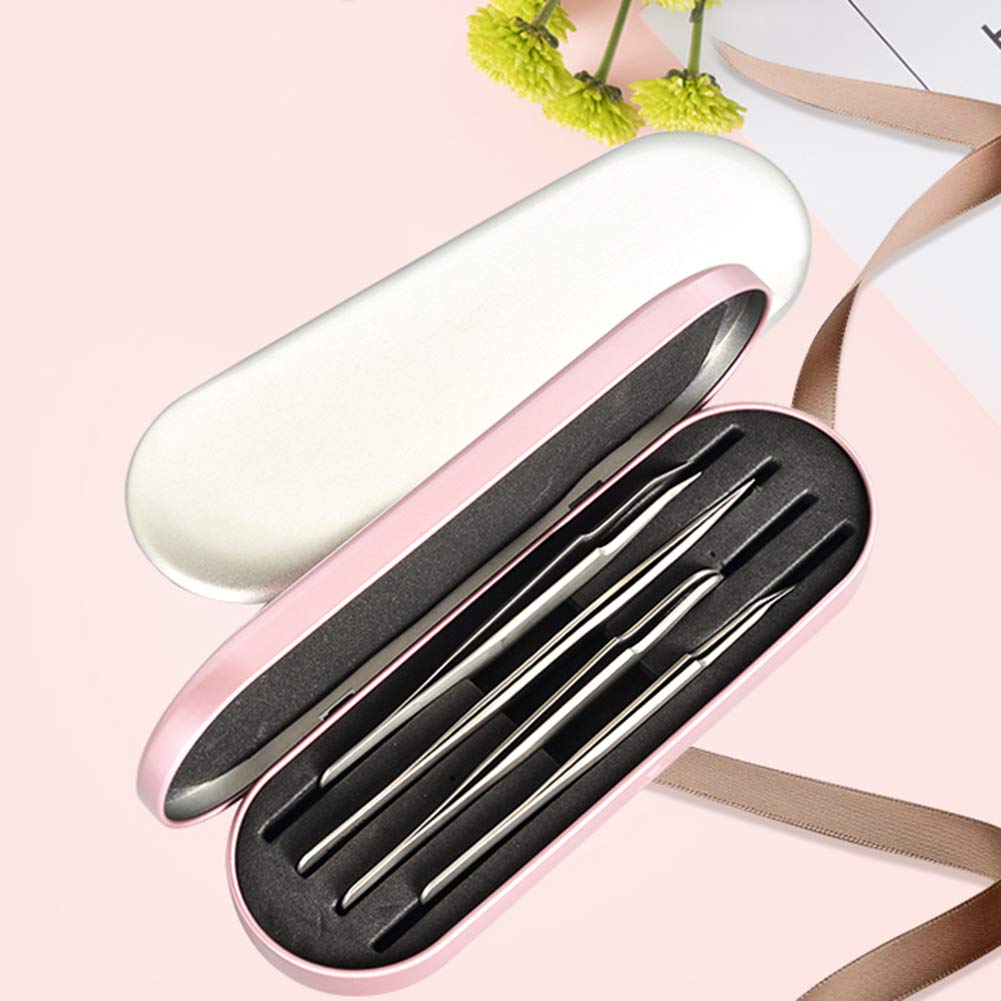 Professional Eyelash Extension Storage Box with Tweezers Organizer - Rose Red Makeup Tool Case for Salon & Home Use