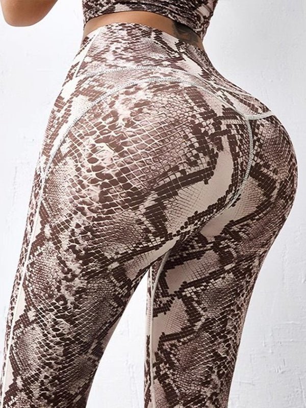 ZASUWA Women's High Waist Snake Print Leggings - Stylish & Comfortable for Yoga, Workout, and Everyday Wear