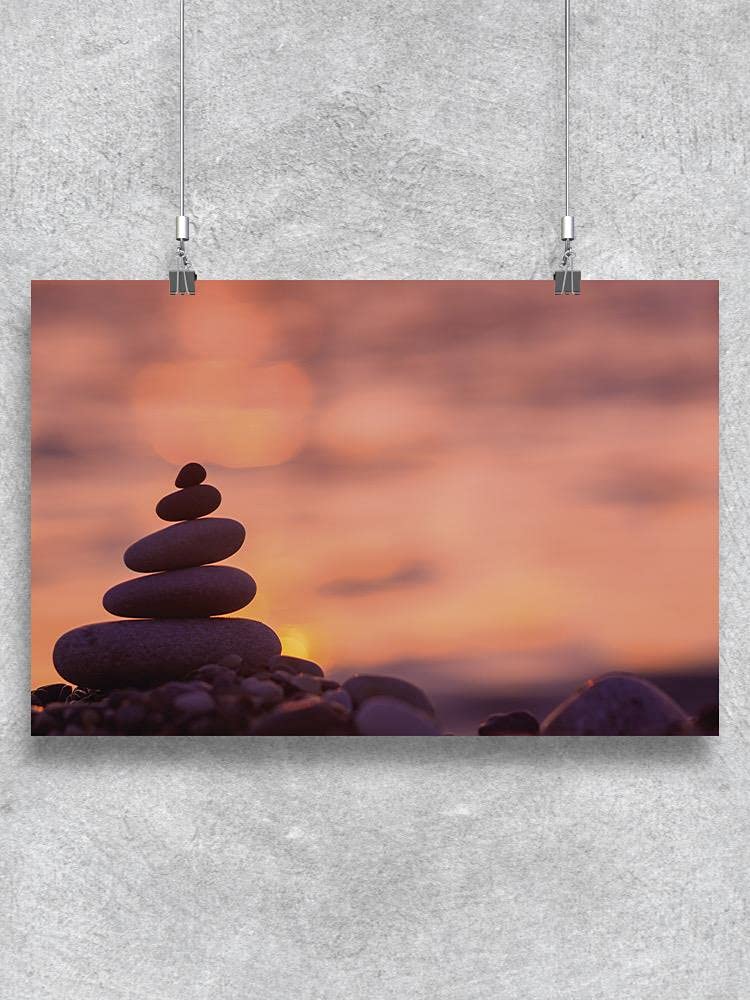 Smartprints Stack of Zen Stones Poster - Meditation & Home Decor Wall Art for Living Room, Bedroom, Office