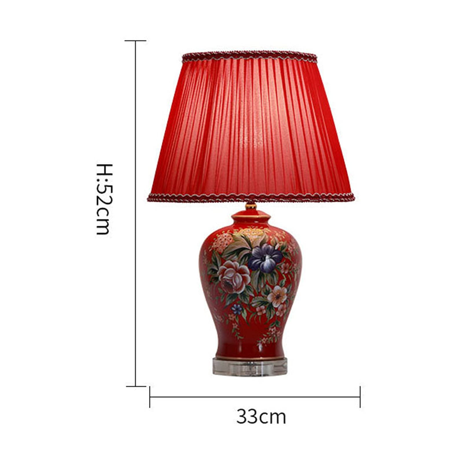 Ceramic Table Lamp with Fabric Double-Layer Lampshade - Adjustable Bedside & Desk Light for Living Room, Porch, Reading Nook - Gift Idea with Easy Power Switch Button - Perfect for Cozy Nights & Home Office Lighting