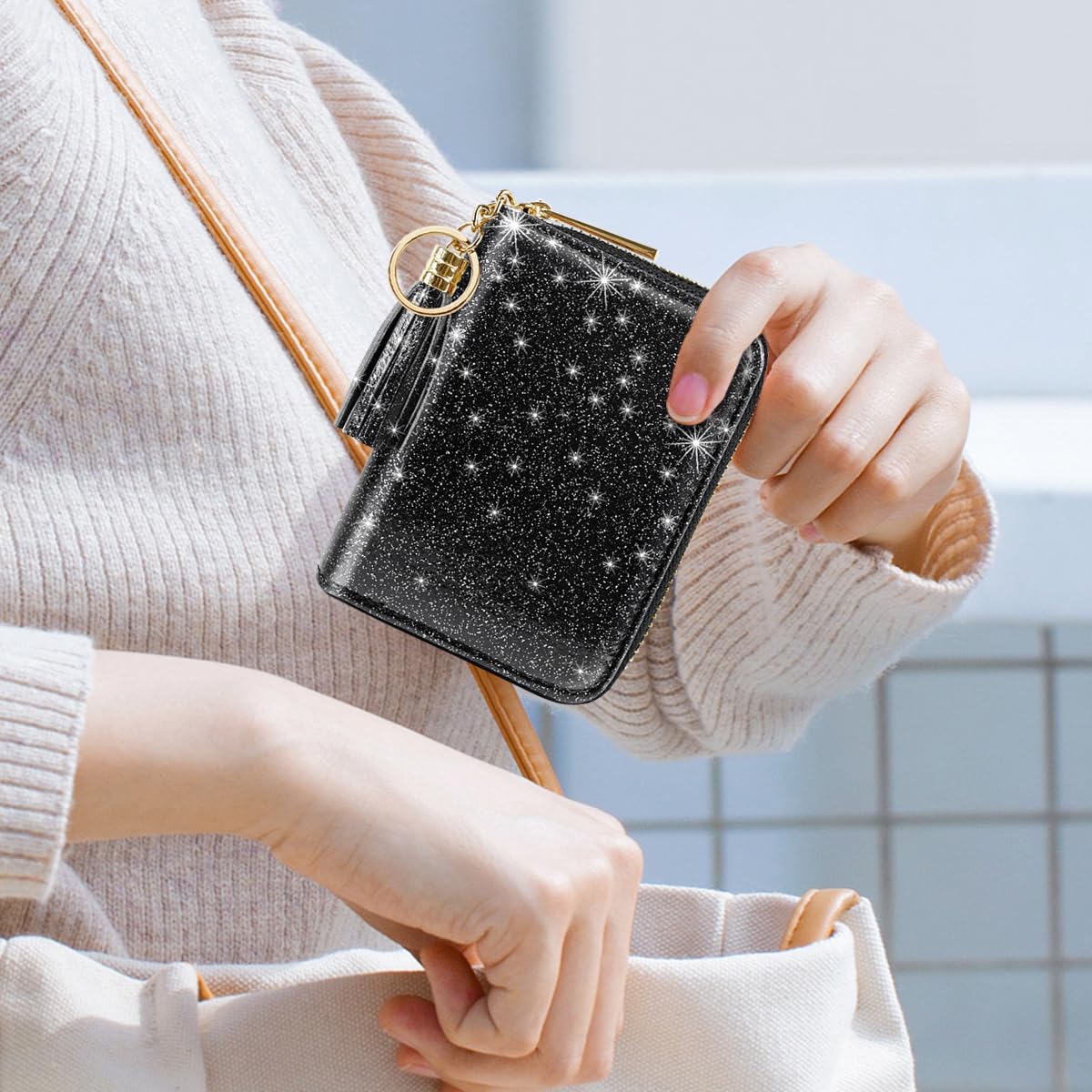 Women's Small RFID Blocking Credit Card Wallet - Glittery & Cute Slim Card Holder for Women | Perfect for Everyday Use, Travel & Gift Giving