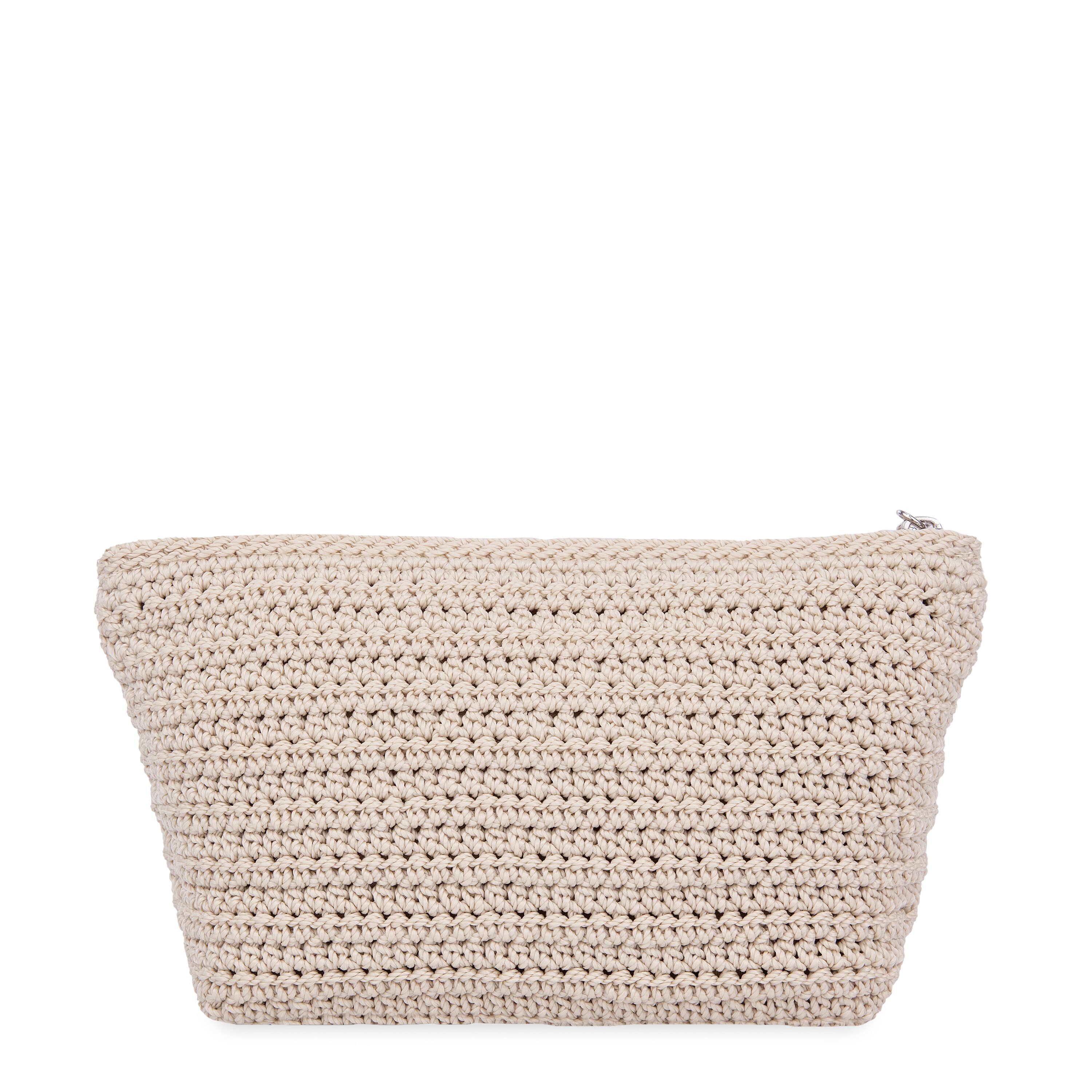 Handmade Crochet Essential Pouch - Rainbow Ecru Color - Perfect for Travel, Makeup, and Small Item Storage