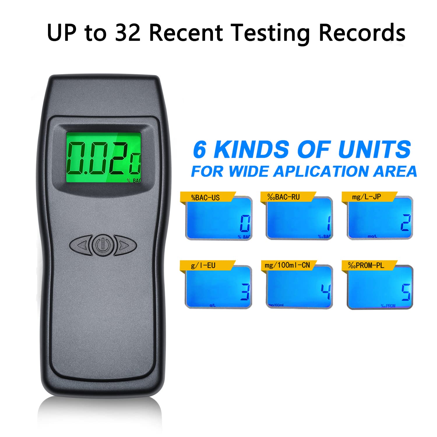 Professional Breathalyzer Alcohol Tester - USB Rechargeable Portable BAC Detector with 10 Disposable Mouthpieces | Accurate Personal & Workplace Alcohol Testing | Perfect for Drivers, Safety Officers & Party Use - BELLADDY INC EK923