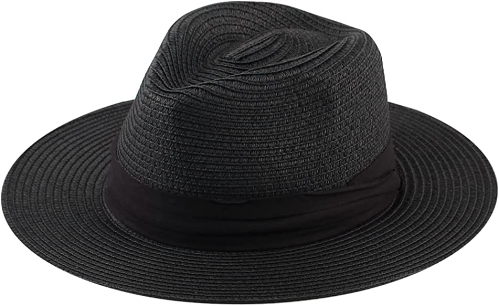 Stylish Unisex Wide Brim Straw Panama Fedora Hat - Summer Beach Sun Protection Hat for Women & Men (5 Colors, 5-Pack) - Perfect for Vacations, Outdoor Activities & Fashion Accessories