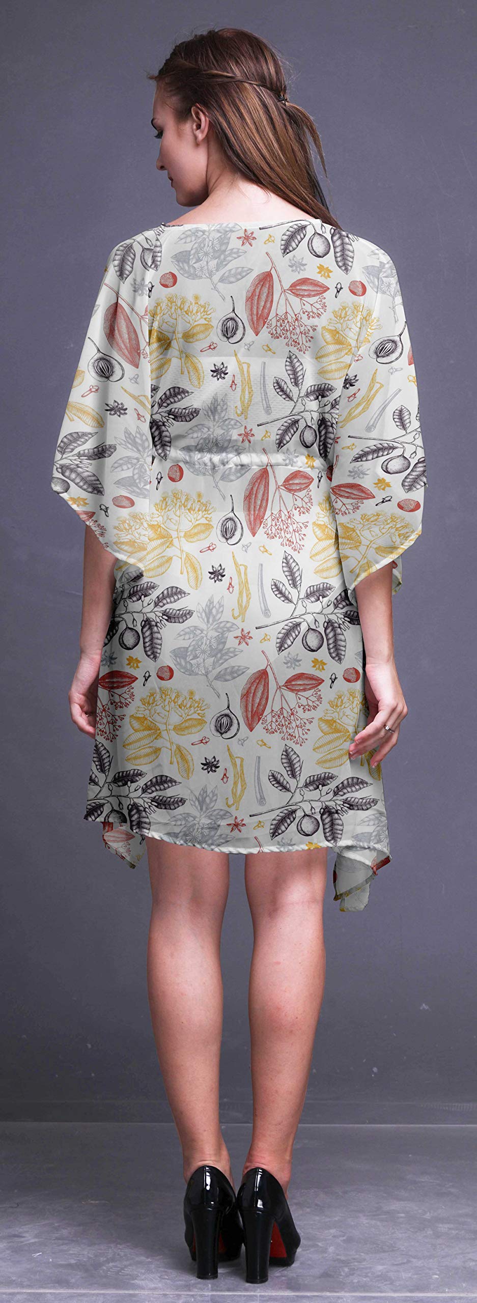 Bimba Women's Short Caftan Midi Dress - Beach Cover Up, Swimwear Wrap, Boho Summer Dress for Pool, Vacation & Resort Wear