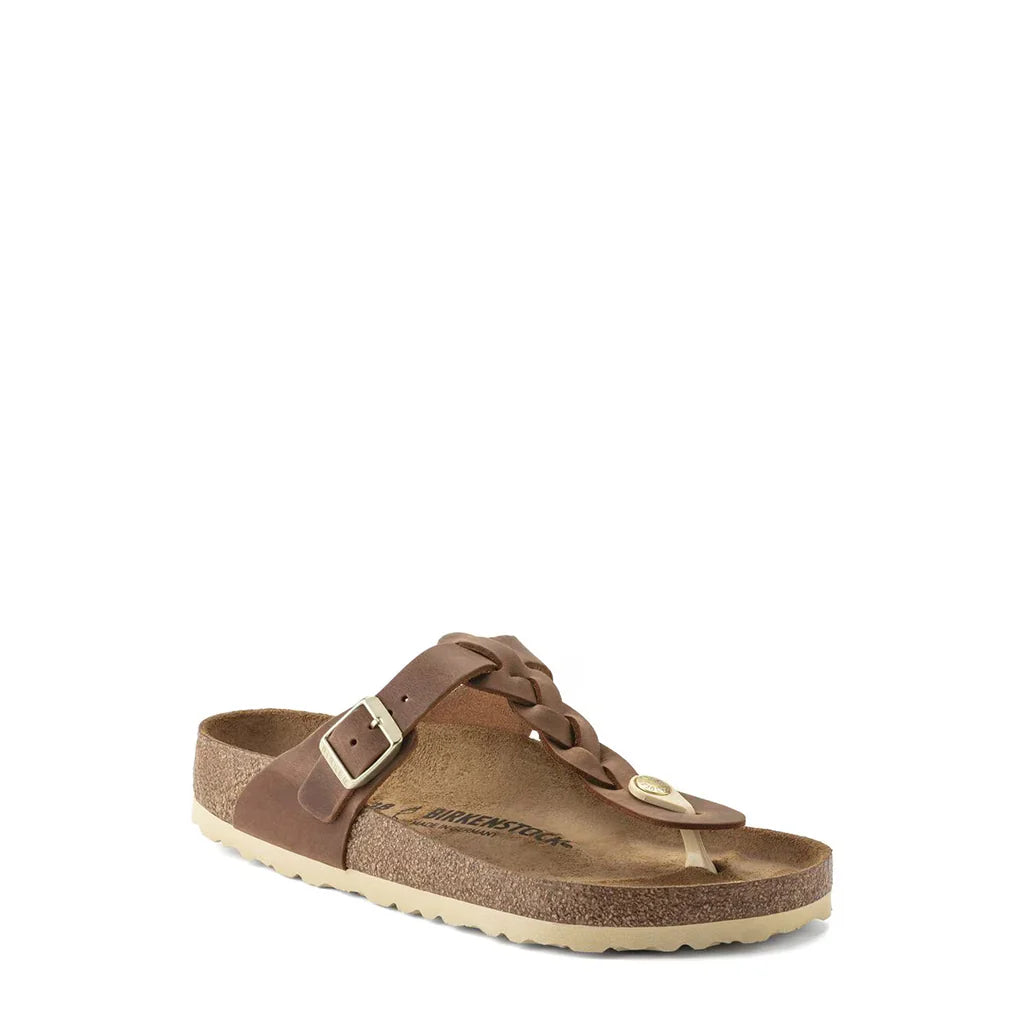 Birkenstock Gizeh Braided Leather Sandals for Women - Cognac Lea R 1021355 | Comfortable & Stylish Summer Footwear for Beach, Travel & Casual Wear