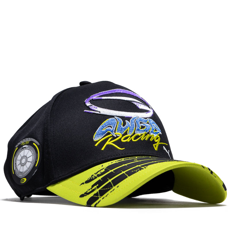 ASAP Rocky x Puma AWGE Racing Strapback Snapback Hat - Black & Lime Sheen | Streetwear Fashion, Hip Hop Accessory for Men & Women | Perfect for Concerts, Street Style & Urban Outfits