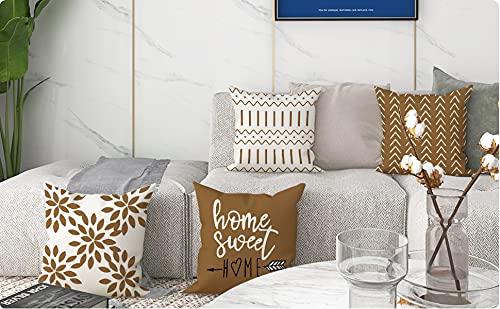 YCOLL 20x20 Inch Pillow Covers Set of 4 - Modern Linen Fabric Throw Pillow Cases for Sofa, Couch, Bed & Car - Light Brown Decorative Outdoor Pillow Covers - Perfect for Living Room, Patio & Home Decor