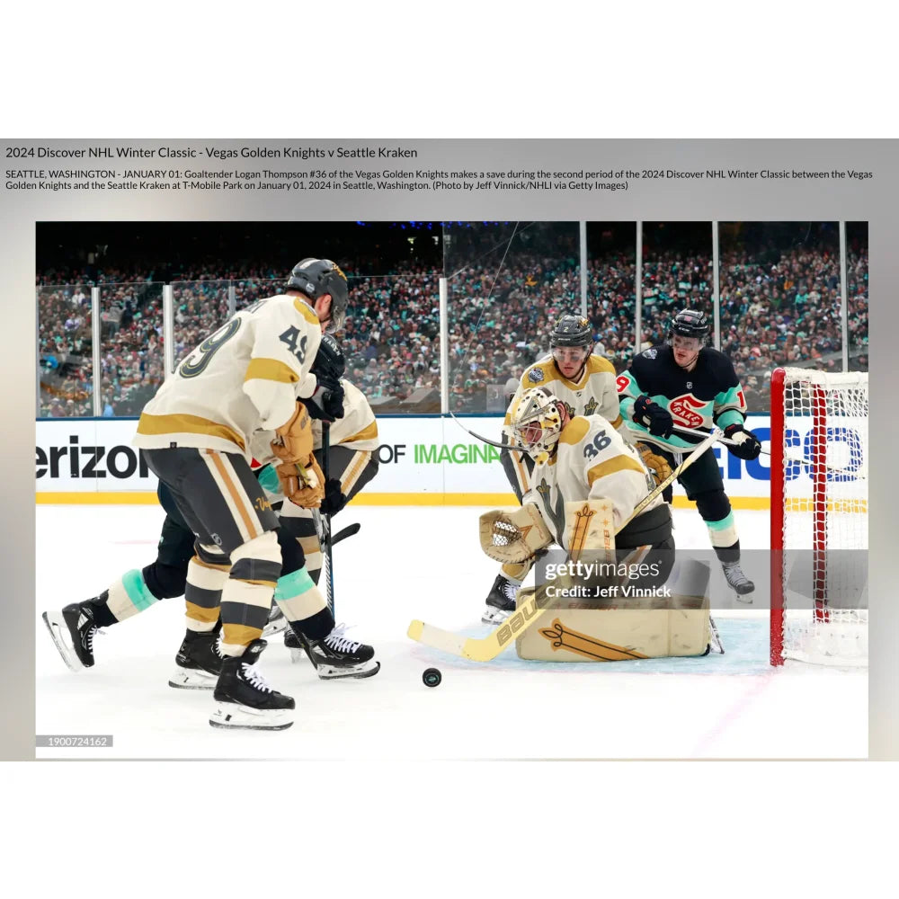Logan Thompson Autographed 2024 Winter Classic Game Used Hockey Stick - Vegas Golden Knights vs Seattle Kraken - Collectible Memorabilia for NHL Fans & Sports Enthusiasts