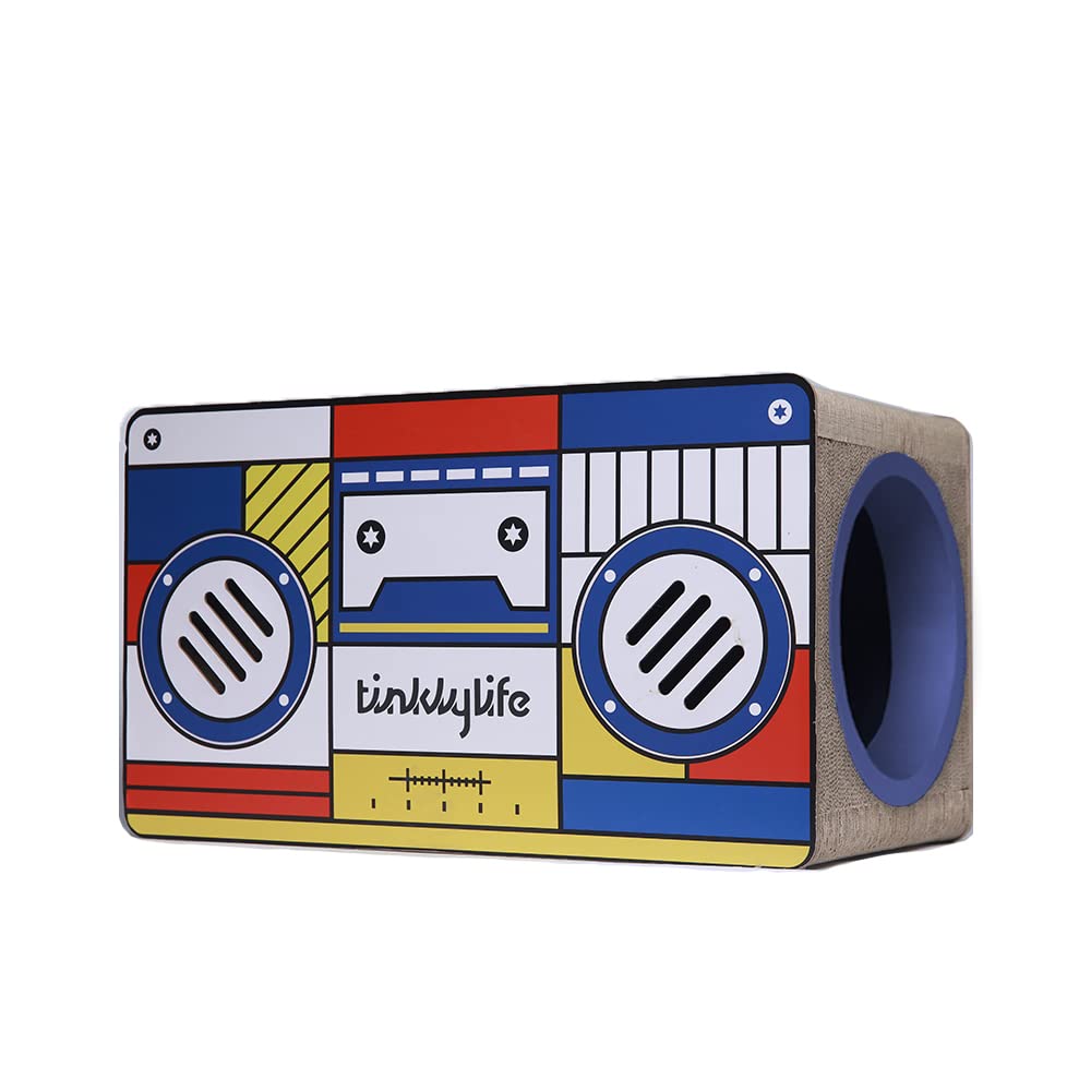 Tinklylife DIY Mondrian Style Cat House & Scratching Post - Modern Radio-Inspired Cat Condo for Indoor Kittens - Perfect for Playtime, Napping & Claw Care
