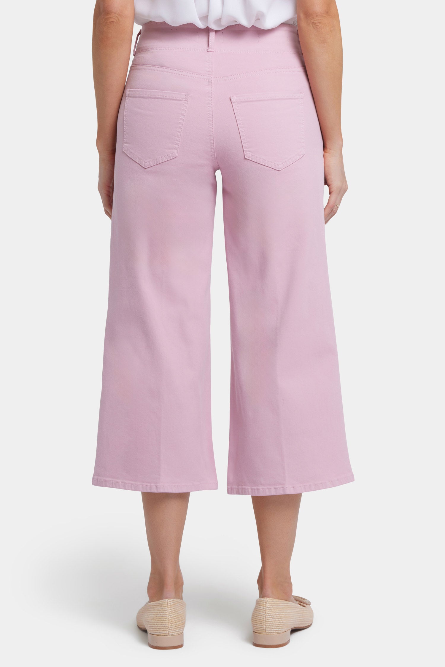 Brigitte Women's Wide Leg Capri Jeans in Pink Nectar - Comfortable Stretch Denim Pants for Casual Wear & Summer Outfits